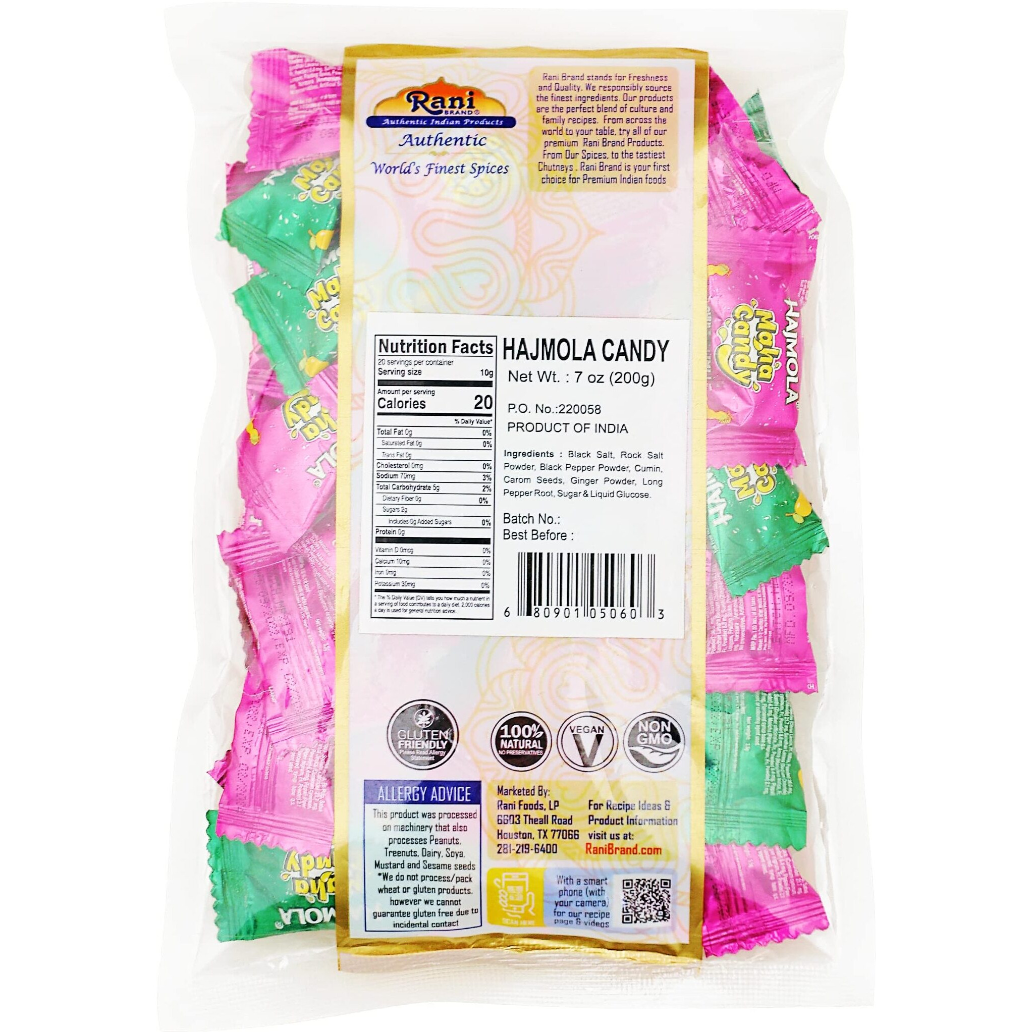 Rani Hajmola Candy 7oz (200g) Individually Wrapped ~ Indian Tasty Treats, Vegan, Gluten Friendly, NON-GMO, Indian Origin