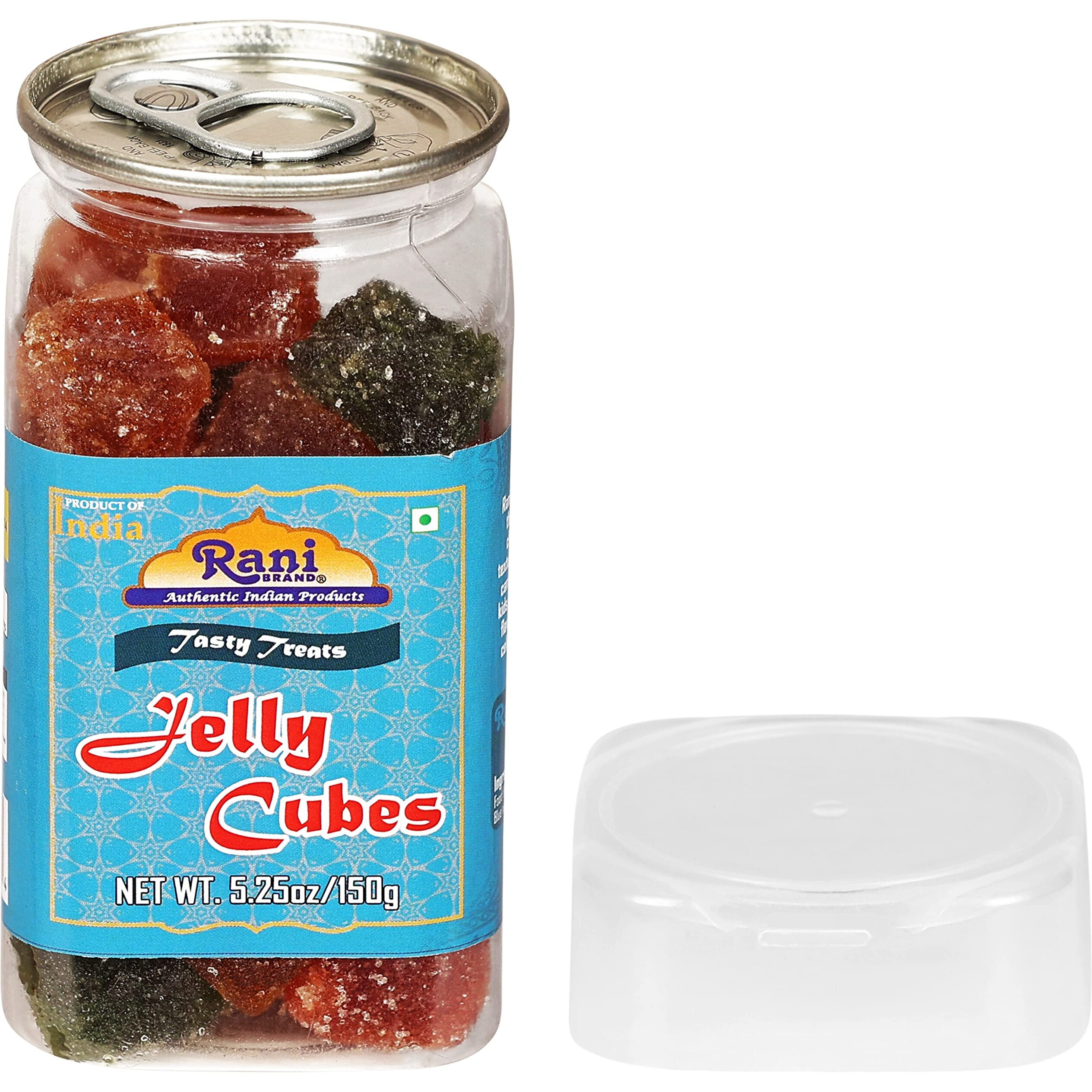 Rani Jelly Cubes 5.25oz (150g) Vacuum Sealed, Easy Open Top, Resealable Container ~ Indian Tasty Treats, Vegan, Gluten Friendly, NON-GMO, Indian Origin