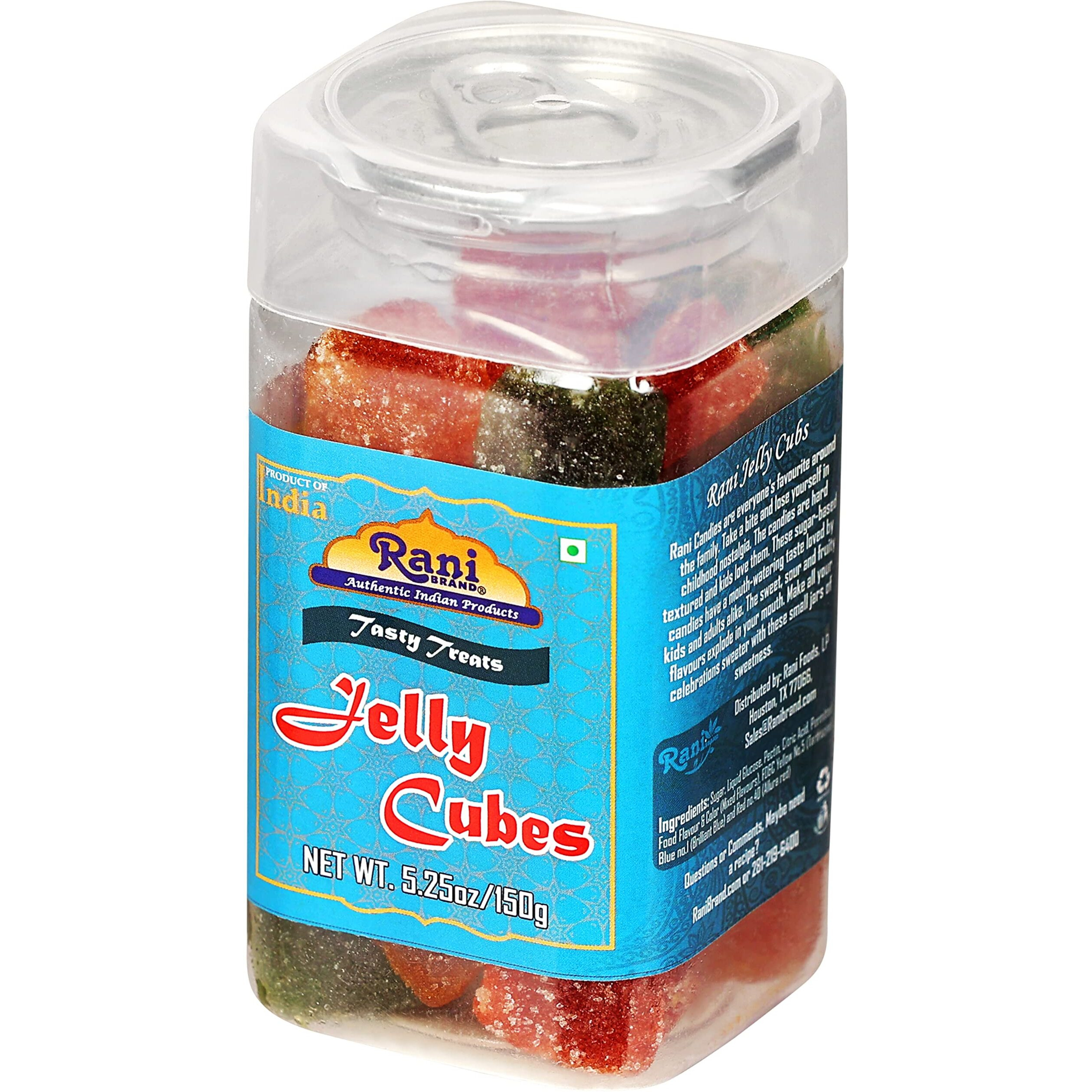 Rani Jelly Cubes 5.25oz (150g) Vacuum Sealed, Easy Open Top, Resealable Container ~ Indian Tasty Treats, Vegan, Gluten Friendly, NON-GMO, Indian Origin