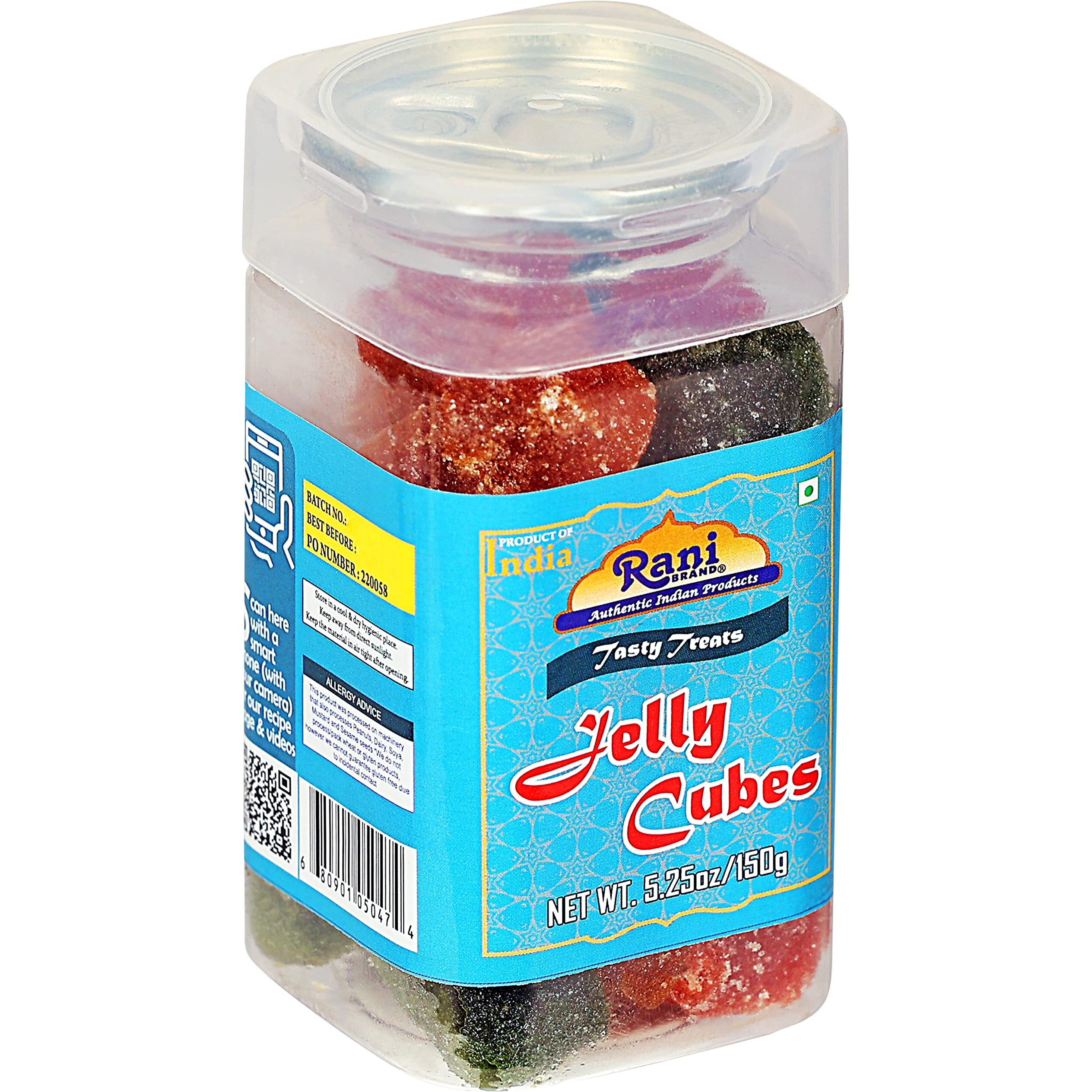 Rani Jelly Cubes 5.25oz (150g) Vacuum Sealed, Easy Open Top, Resealable Container ~ Indian Tasty Treats, Vegan, Gluten Friendly, NON-GMO, Indian Origin