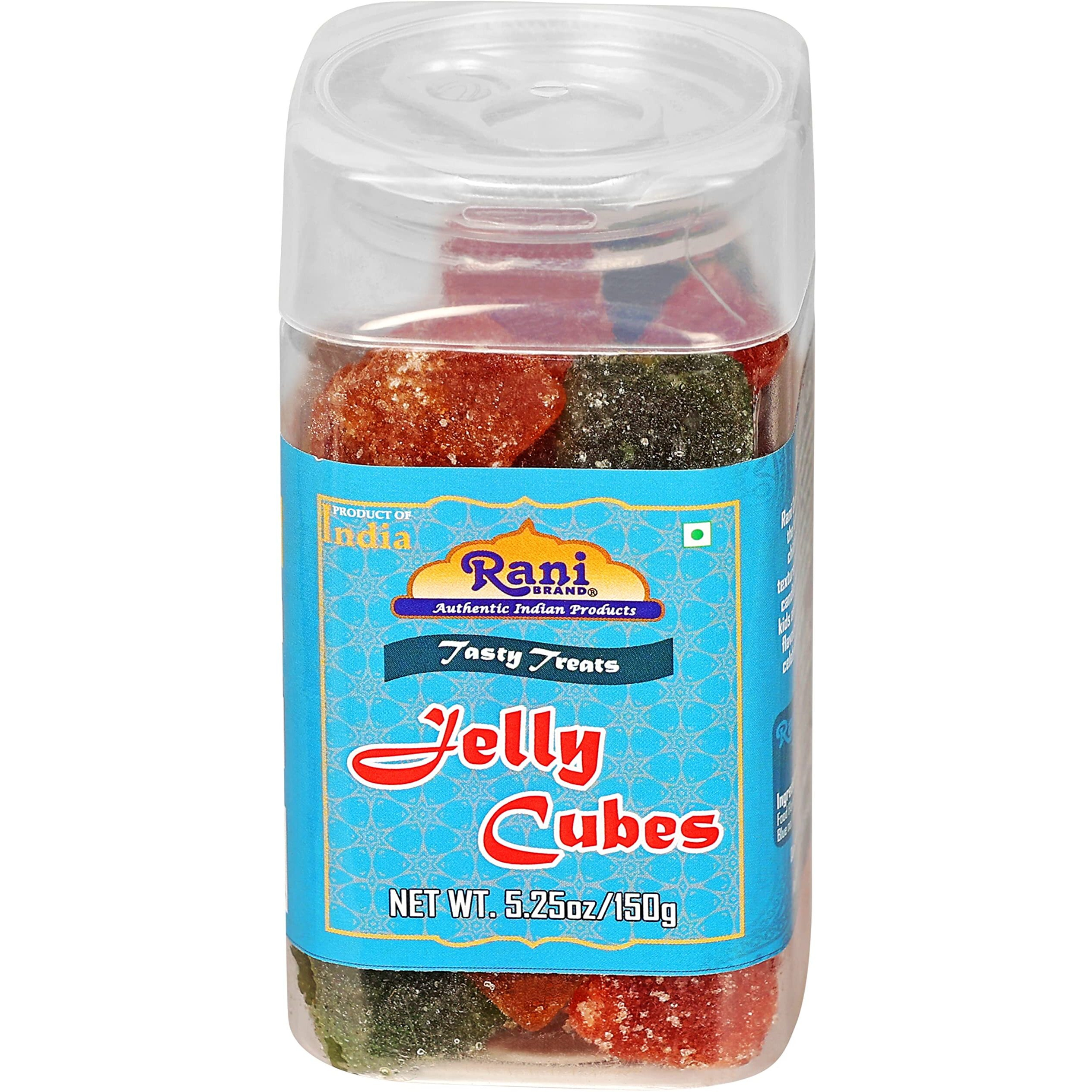 Rani Jelly Cubes 5.25oz (150g) Vacuum Sealed, Easy Open Top, Resealable Container ~ Indian Tasty Treats, Vegan, Gluten Friendly, NON-GMO, Indian Origin