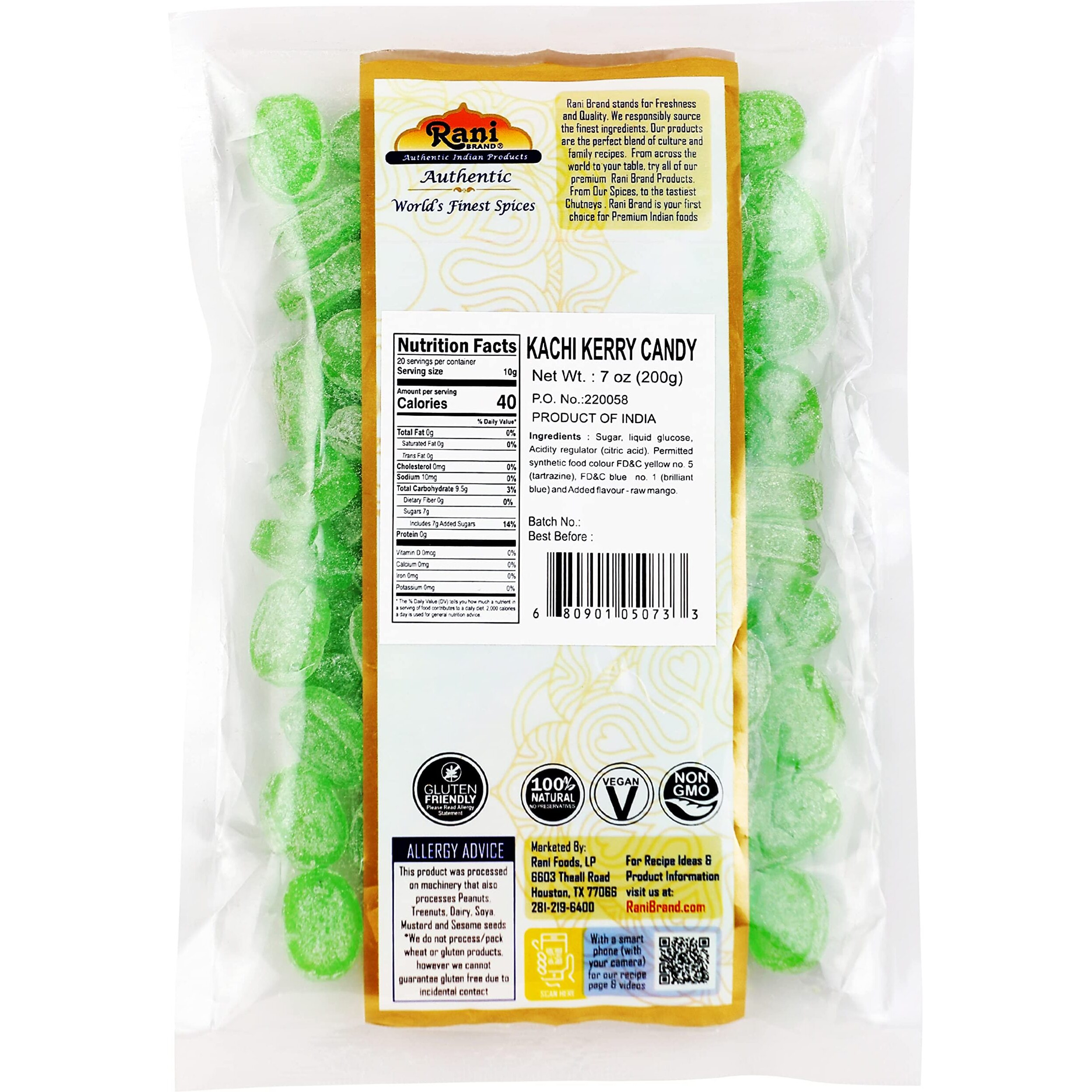 Rani Kachi Kerry Candy 7oz (200g) ~ Indian Tasty Treats, Vegan, Gluten Friendly, NON-GMO, Indian Origin