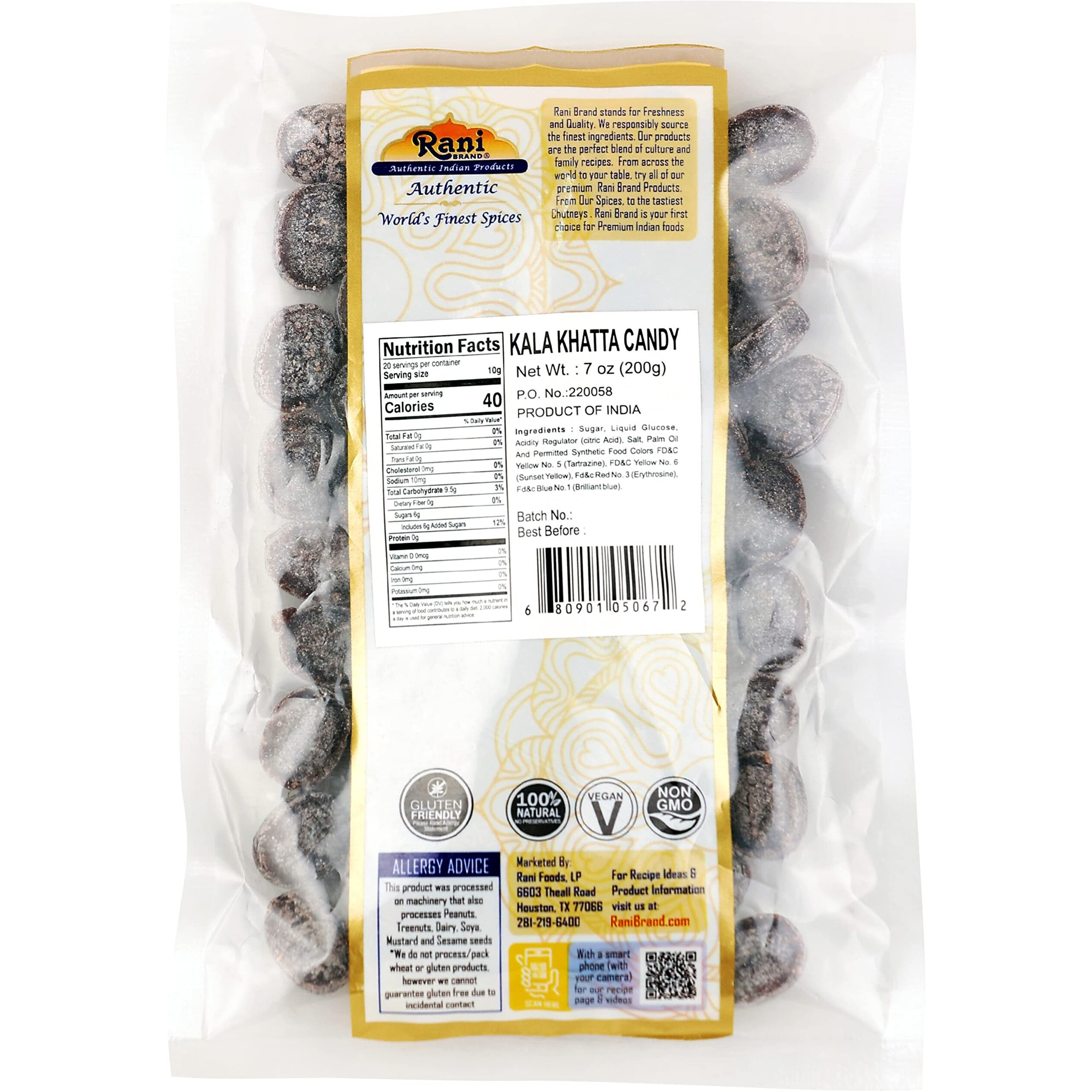 Rani Kala Khatta Candy 7oz (200g) ~ Indian Tasty Treats, Vegan, Gluten Friendly, NON-GMO, Indian Origin
