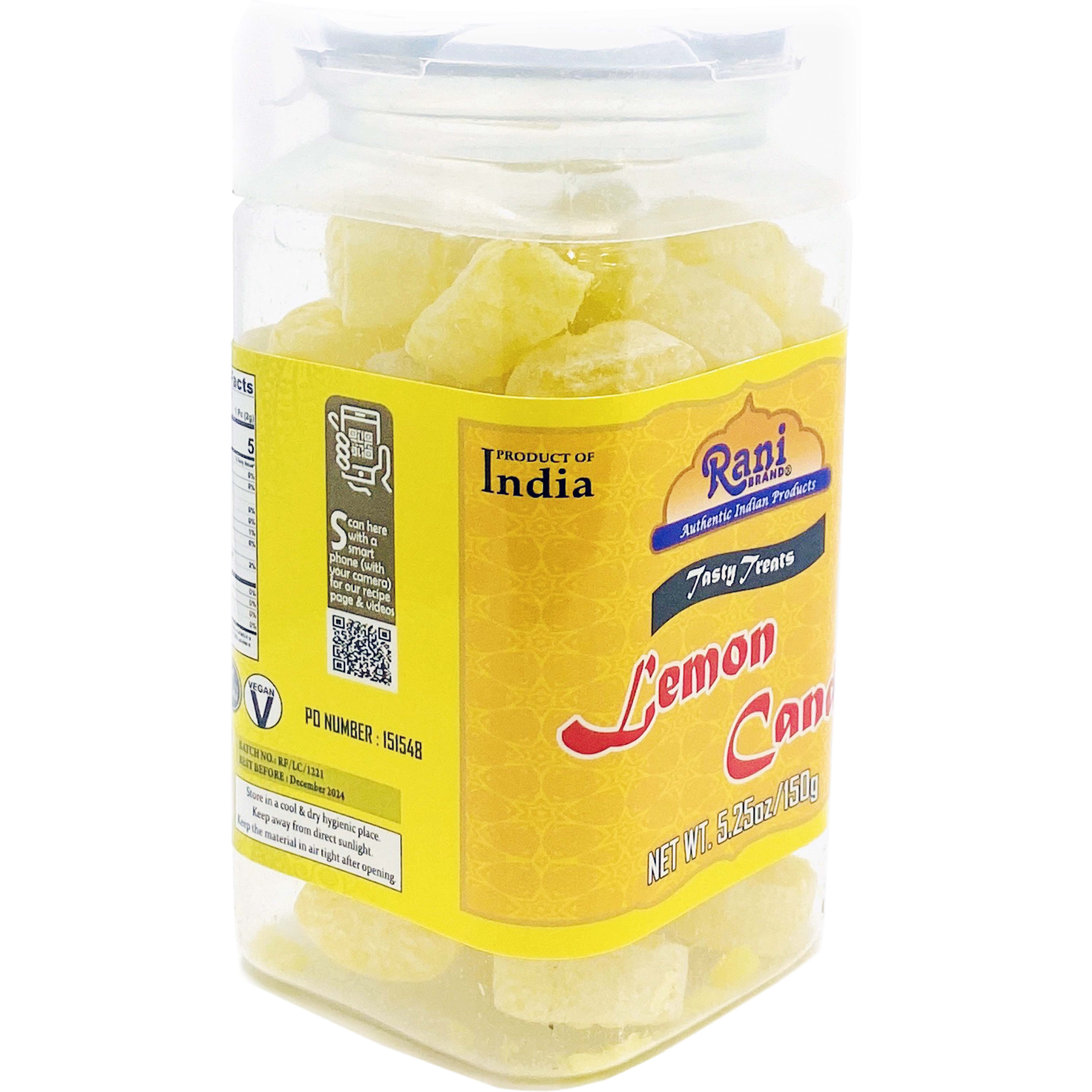 Rani Lemon Candy 5.25oz (150g) Vacuum Sealed, Easy Open Top, Resealable Container ~ Indian Tasty Treats, Vegan, Gluten Friendly, NON-GMO, Indian Origin