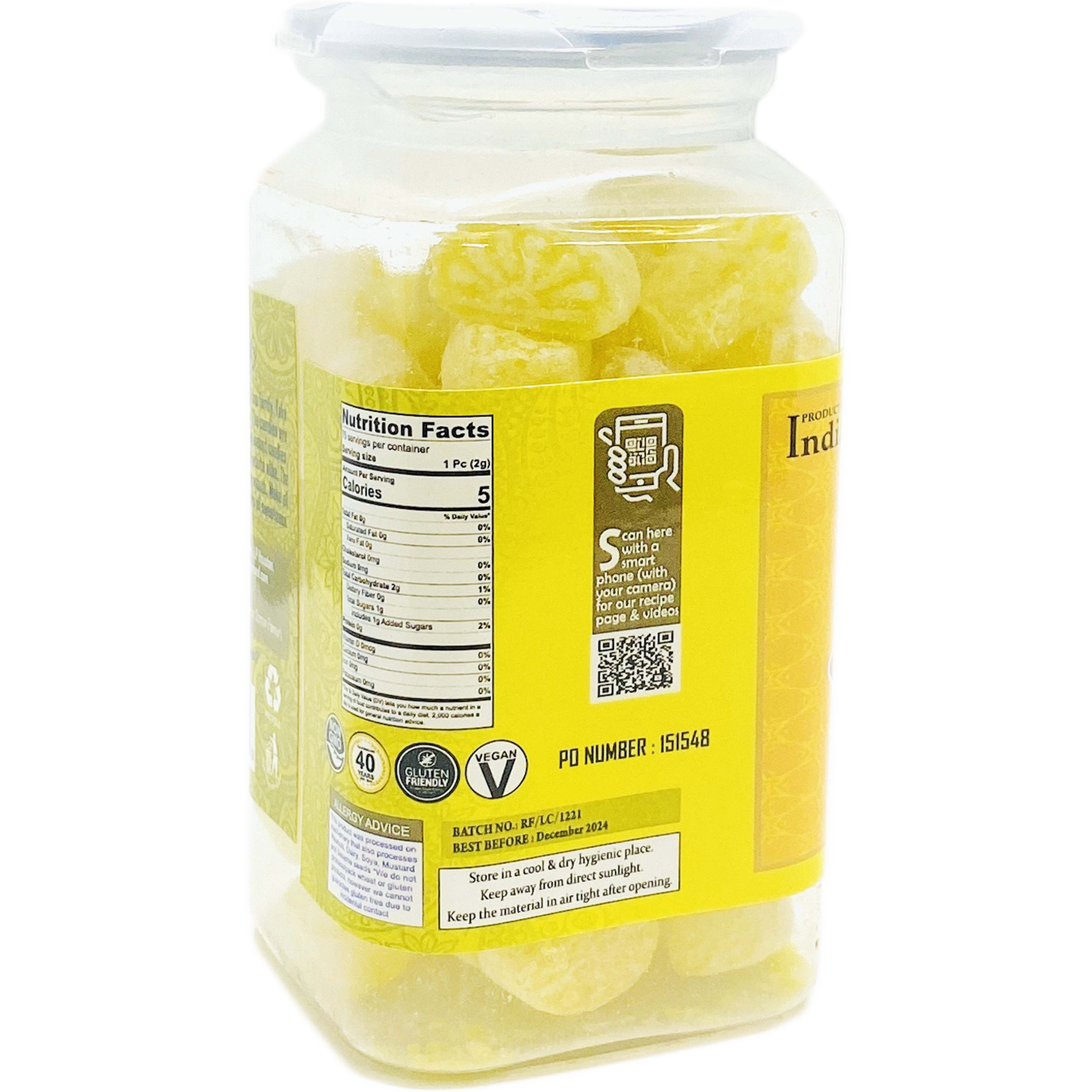 Rani Lemon Candy 5.25oz (150g) Vacuum Sealed, Easy Open Top, Resealable Container ~ Indian Tasty Treats, Vegan, Gluten Friendly, NON-GMO, Indian Origin