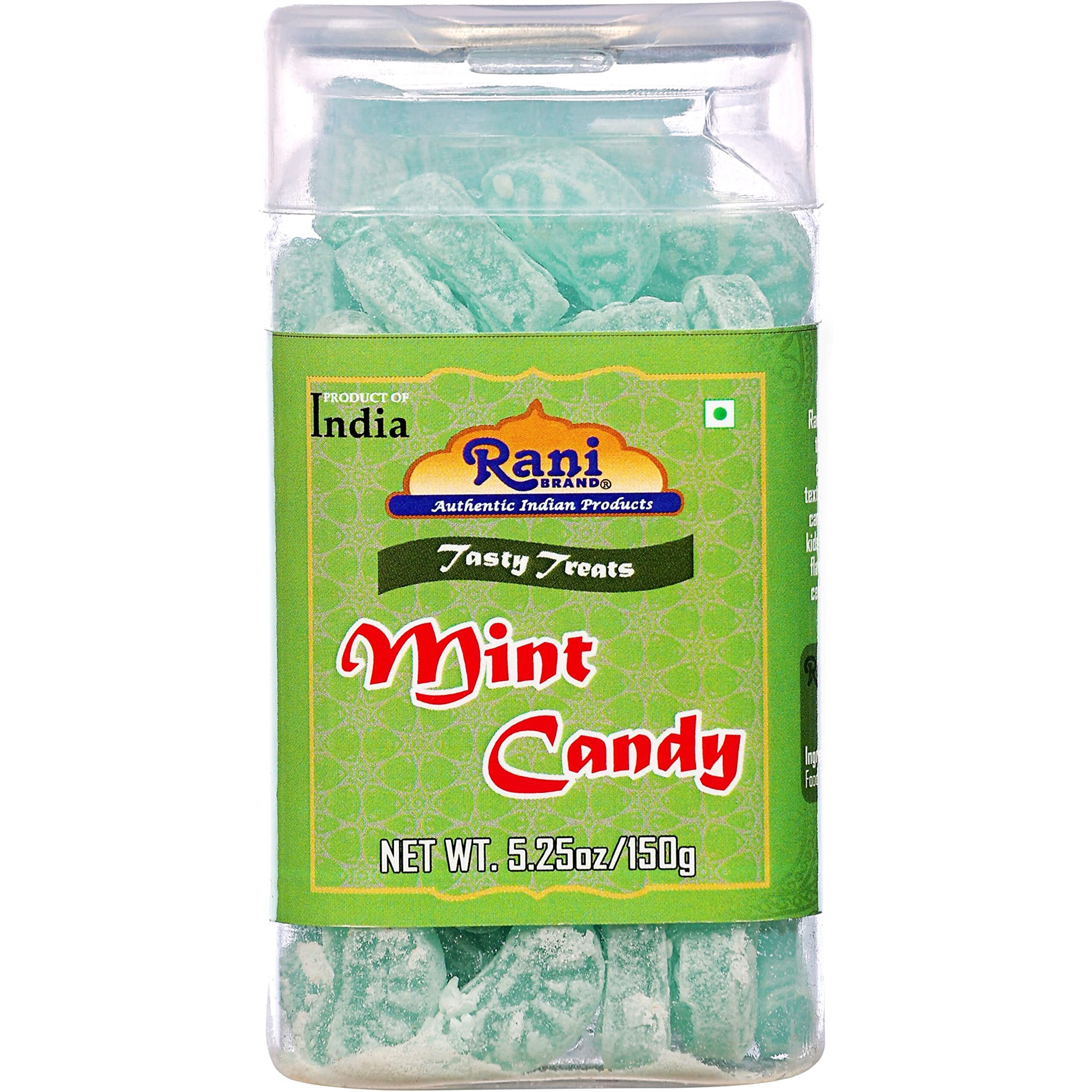 Rani Mint Candy 5.25oz (150g) Vacuum Sealed, Easy Open Top, Resealable Container ~ Indian Tasty Treats, Vegan, Gluten Friendly, NON-GMO, Indian Origin