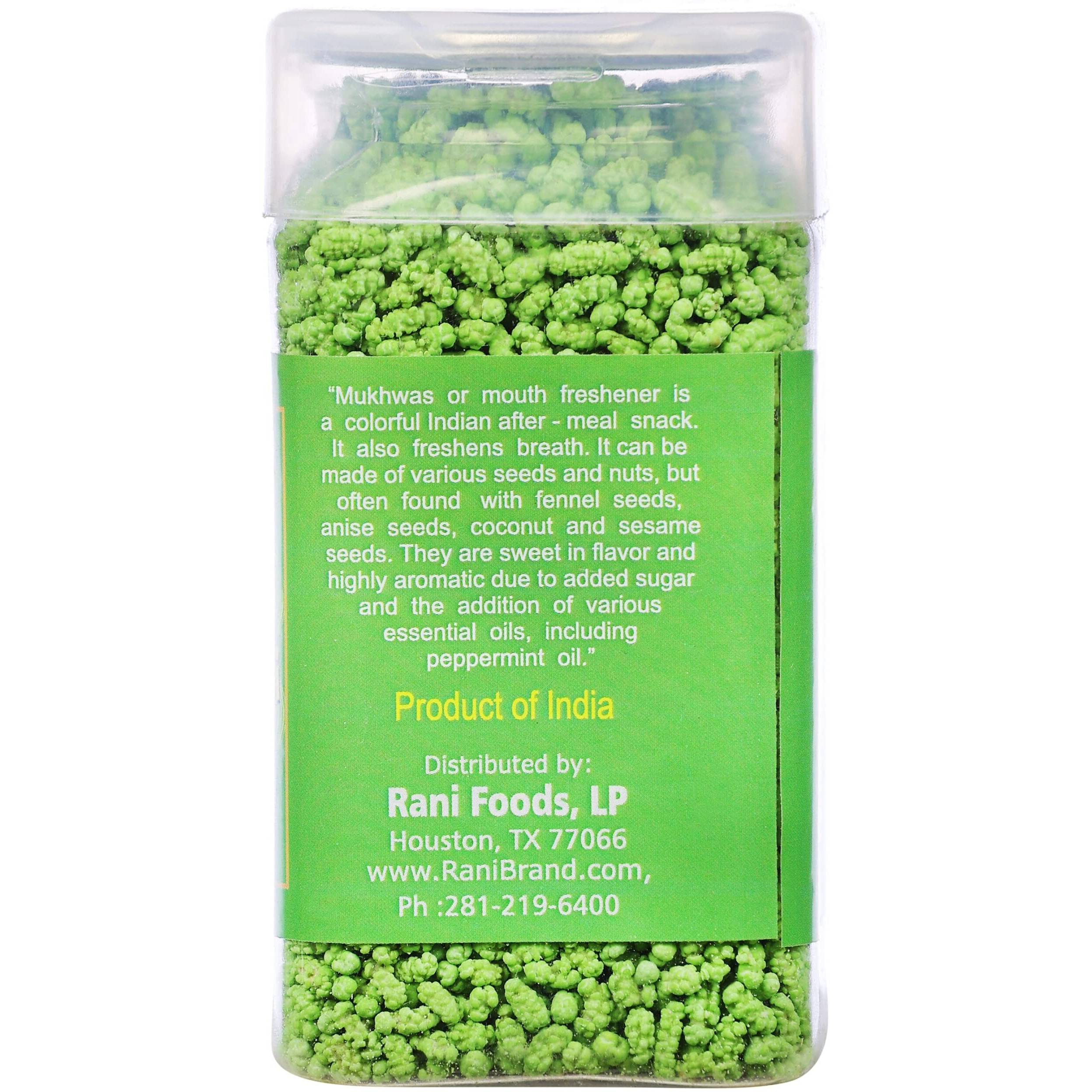 Rani Mint Madrasi Saunf 5.25oz (150g) Vacuum Sealed, Easy Open Top, Resealable Container ~ Indian Tasty Treats, Vegan, Gluten Friendly, NON-GMO, Indian Origin
