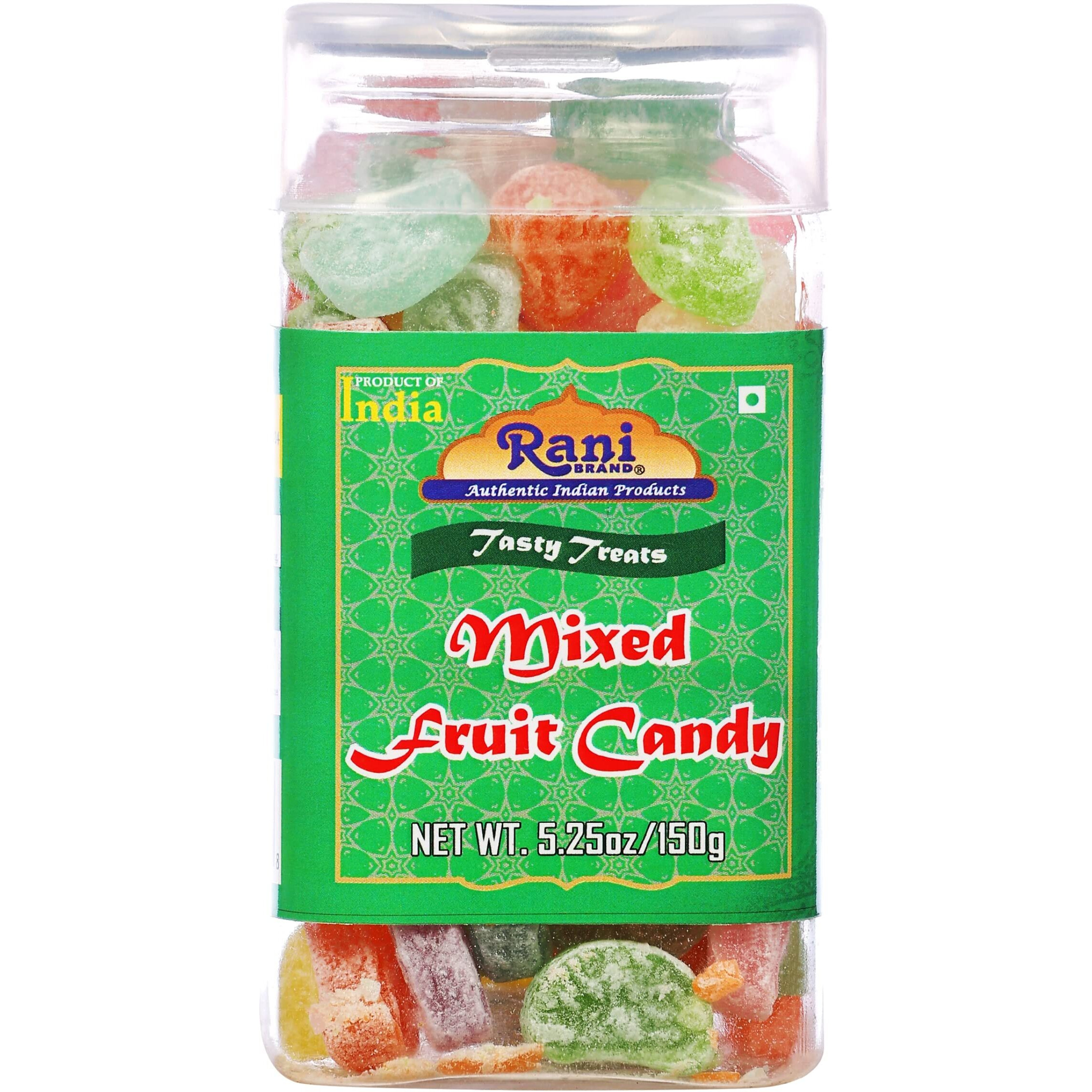 Rani Mixed Fruit Candy 5.25oz (150g) Vacuum Sealed, Easy Open Top, Resealable Container ~ Indian Tasty Treats, Vegan, Gluten Friendly, NON-GMO, Indian Origin