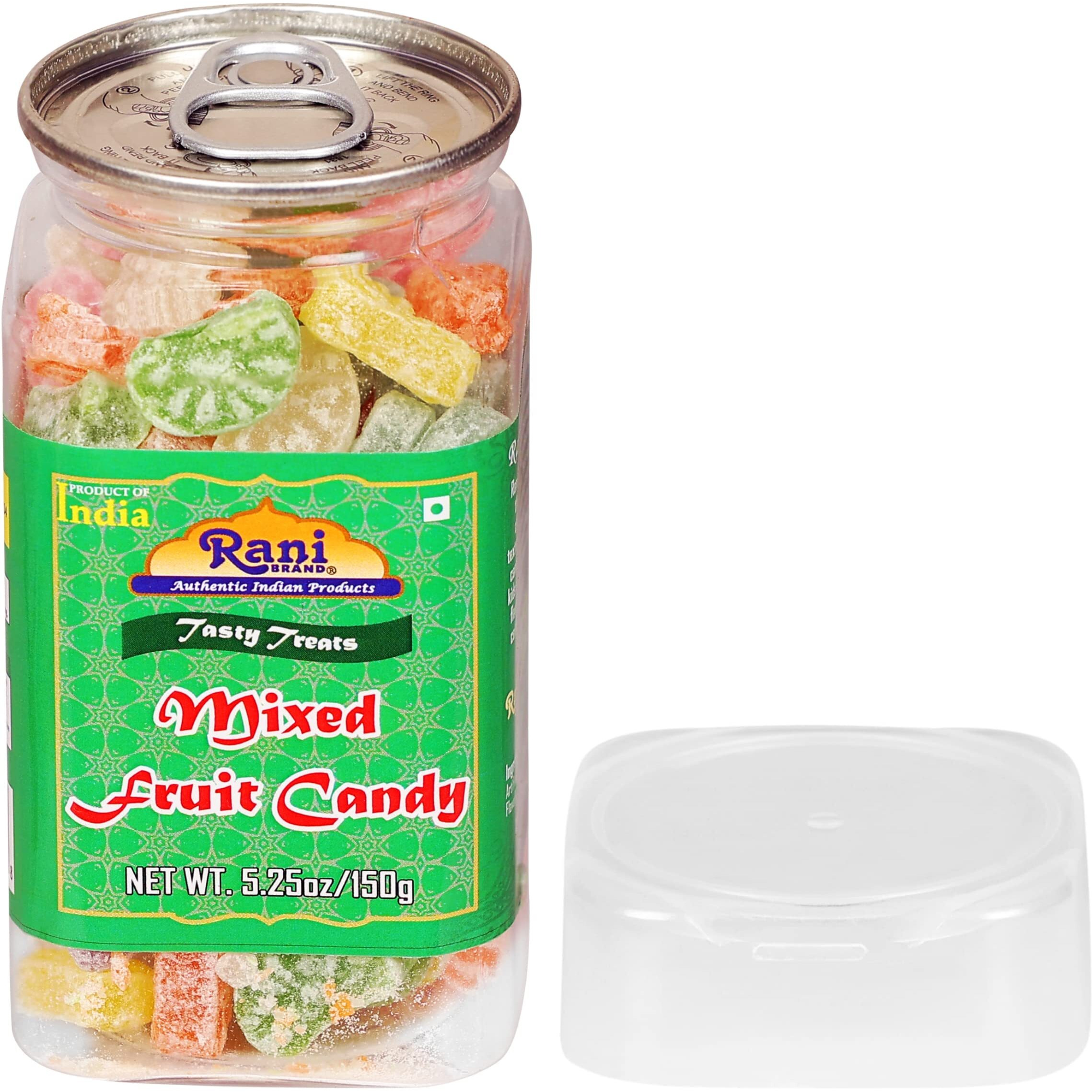 Rani Mixed Fruit Candy 5.25oz (150g) Vacuum Sealed, Easy Open Top, Resealable Container ~ Indian Tasty Treats, Vegan, Gluten Friendly, NON-GMO, Indian Origin