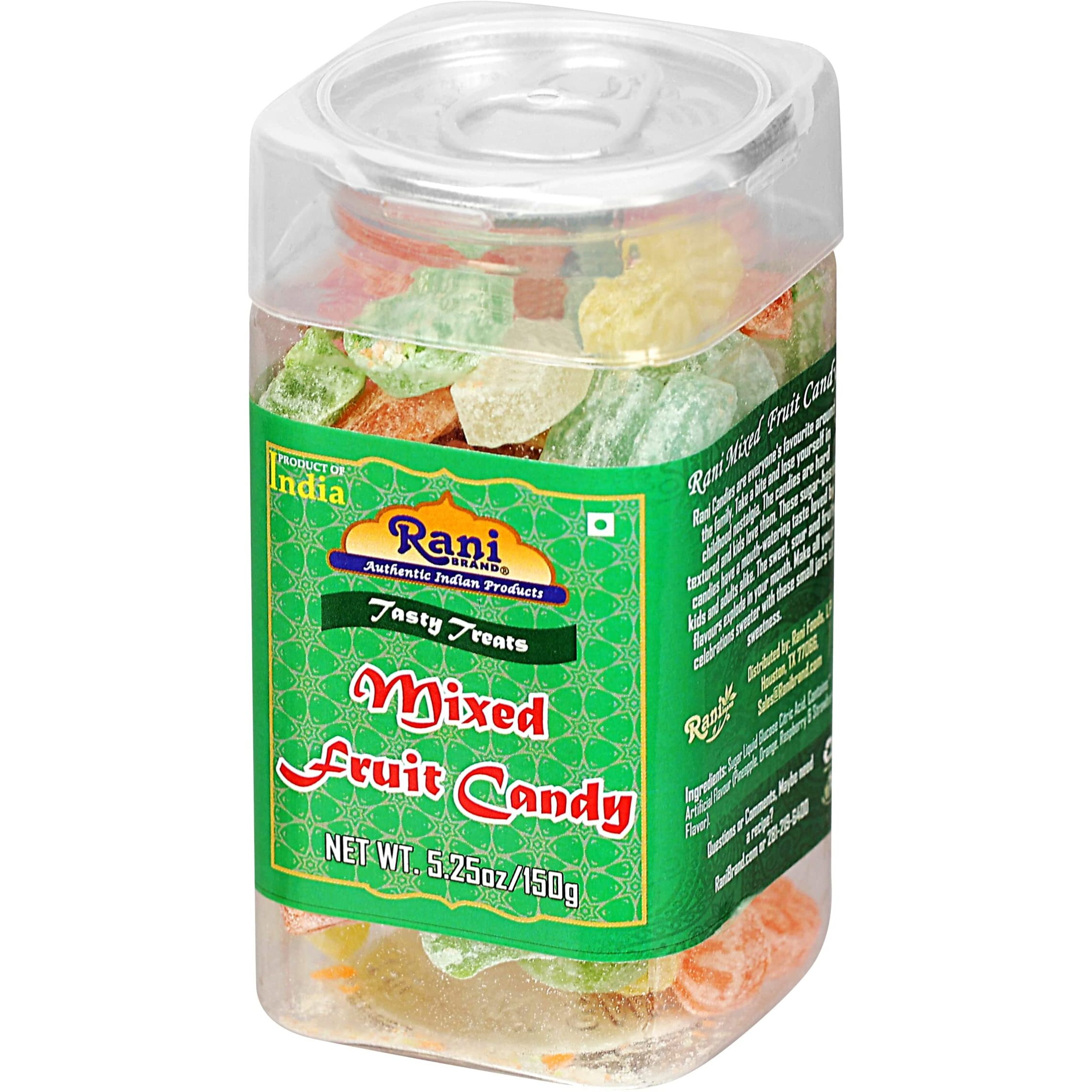 Rani Mixed Fruit Candy 5.25oz (150g) Vacuum Sealed, Easy Open Top, Resealable Container ~ Indian Tasty Treats, Vegan, Gluten Friendly, NON-GMO, Indian Origin