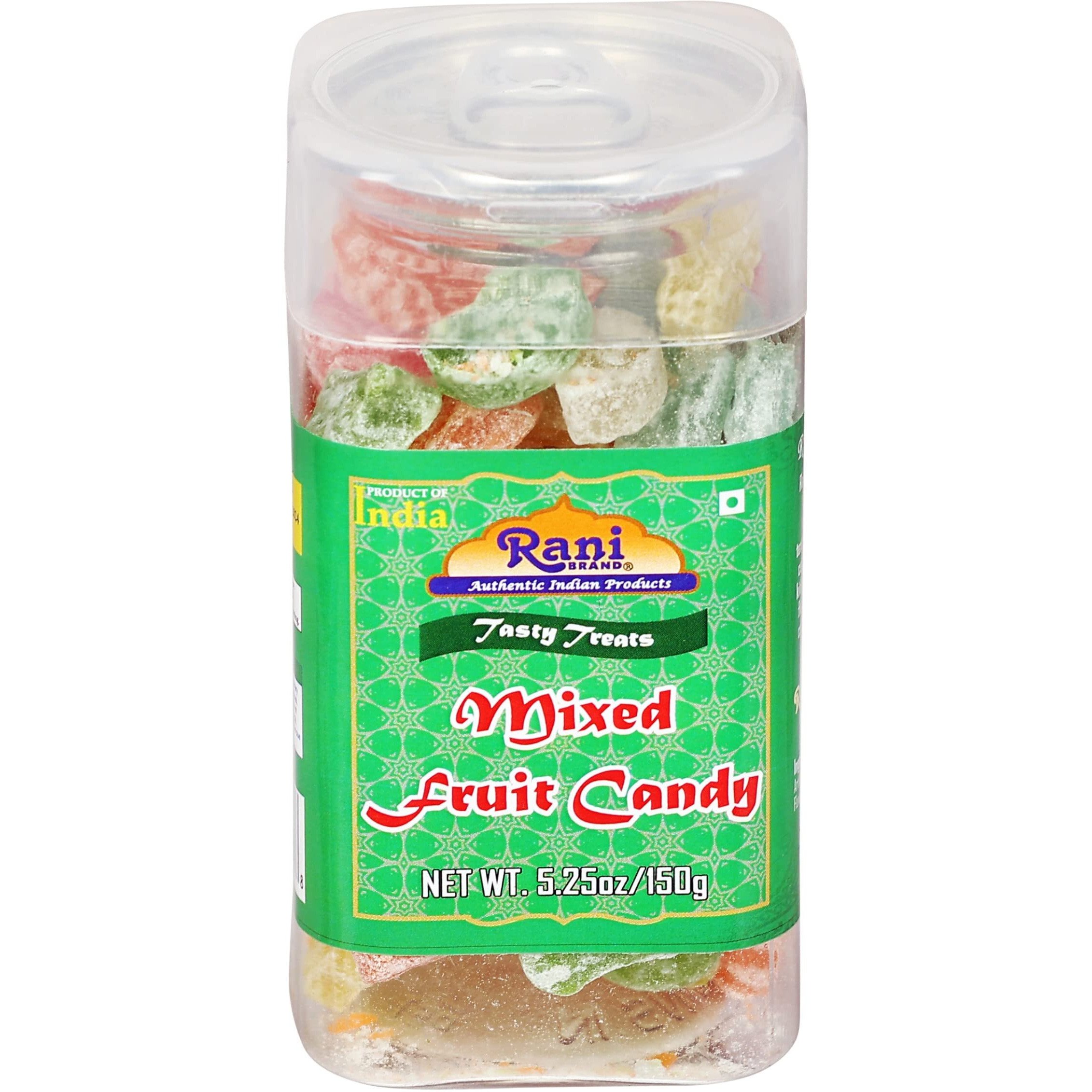 Rani Mixed Fruit Candy 5.25oz (150g) Vacuum Sealed, Easy Open Top, Resealable Container ~ Indian Tasty Treats, Vegan, Gluten Friendly, NON-GMO, Indian Origin