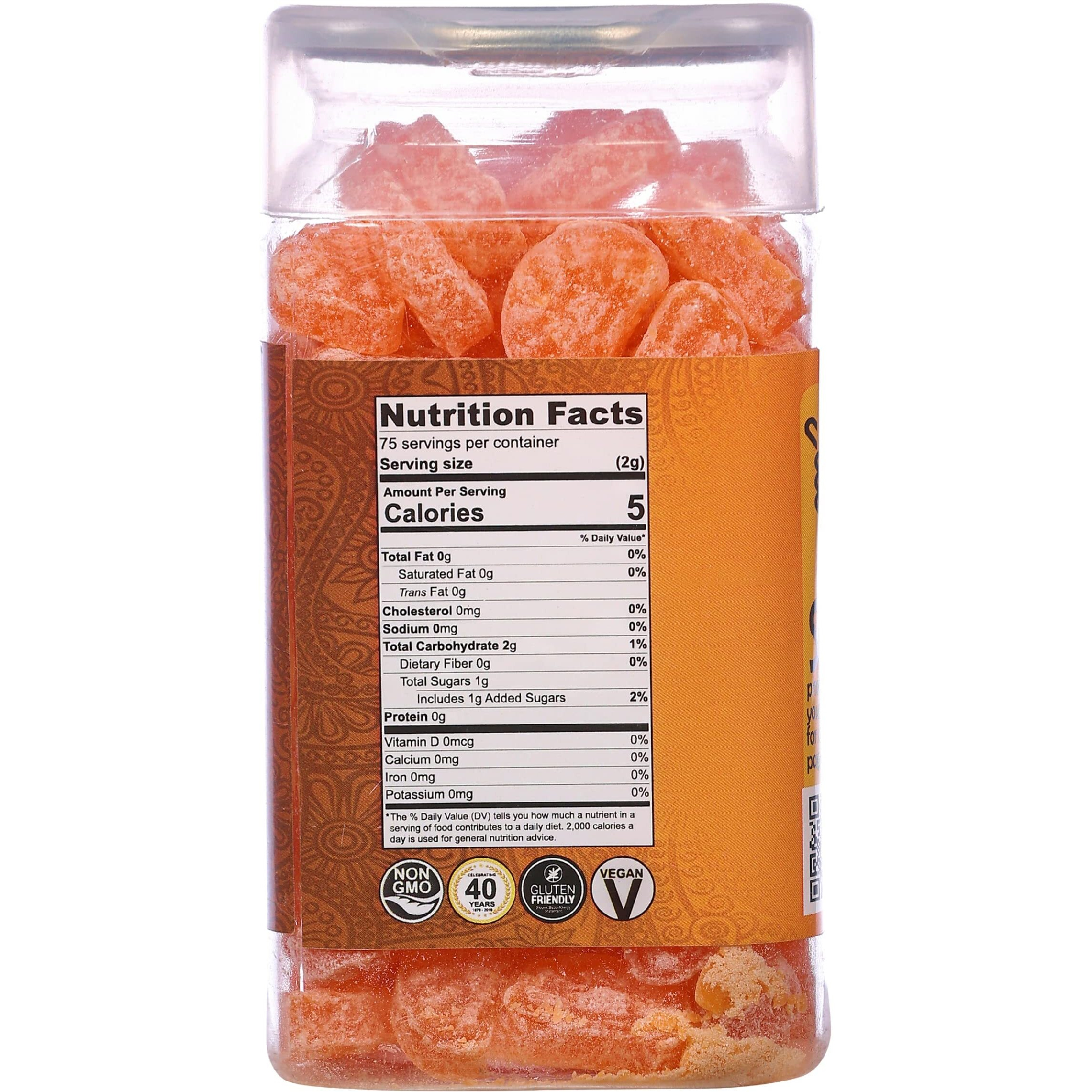 Rani Orange Candy 5.25oz (150g) Vacuum Sealed, Easy Open Top, Resealable Container ~ Indian Tasty Treats, Vegan, Gluten Friendly, NON-GMO, Indian Origin
