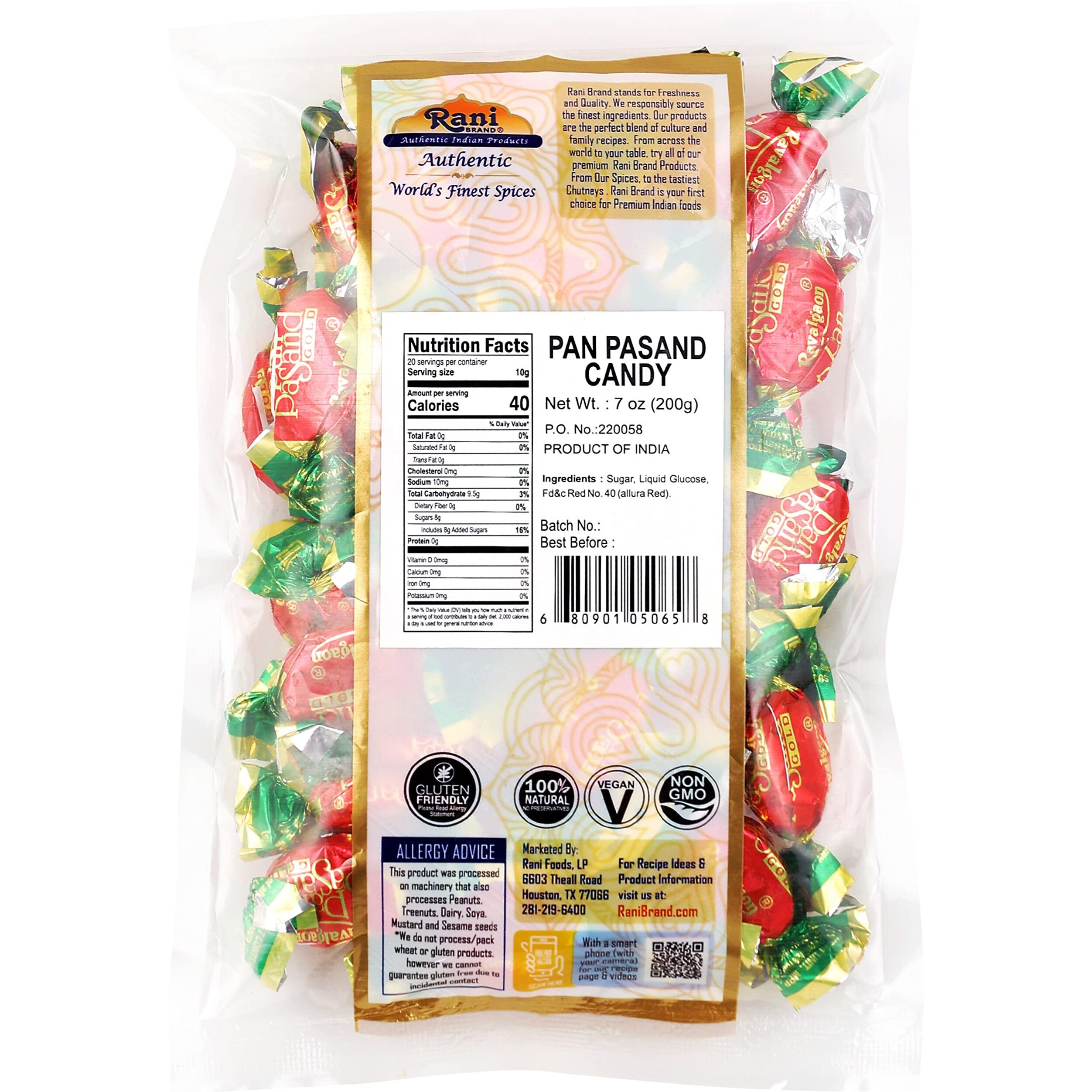 Rani Pan Pasand Candy 7oz (200g) Individually Wrapped ~ Indian Tasty Treats, Vegan, Gluten Friendly, NON-GMO, Indian Origin
