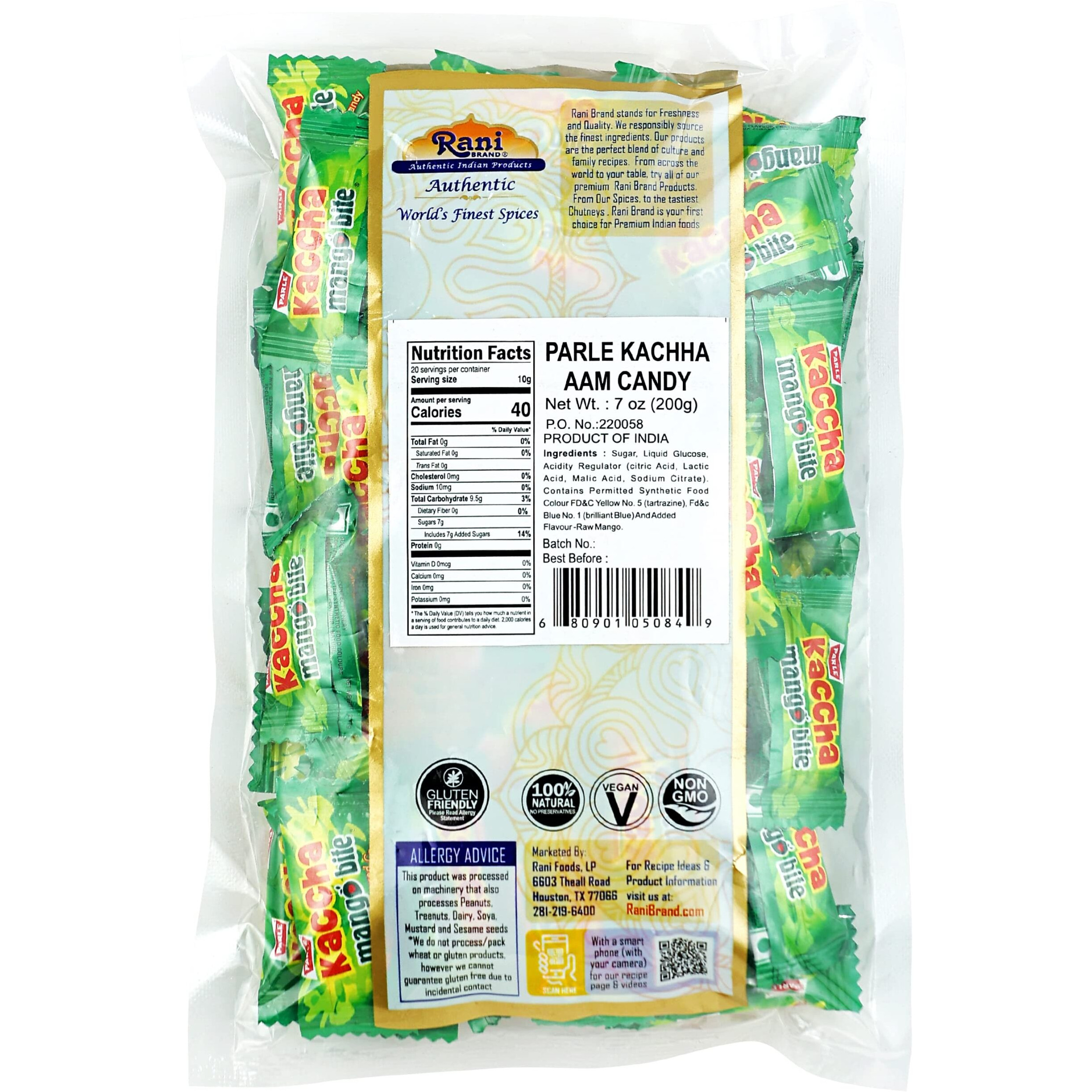 Rani Parle Kachha Aam Candy 7oz (200g) Individually Wrapped ~ Indian Tasty Treats, Vegan, Gluten Friendly, NON-GMO, Indian Origin