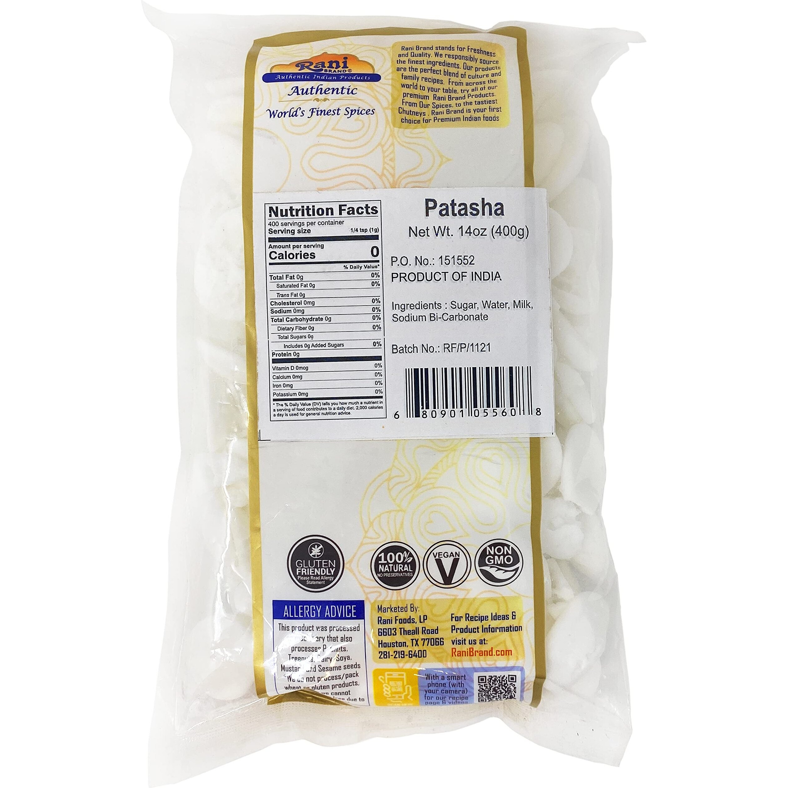 Rani Patasha (Indian Sugar Drop Candy) 14oz (400g) ~ All Natural, No Preservatives, Vegan, Gluten Friendly, NON-GMO, Indian Origin