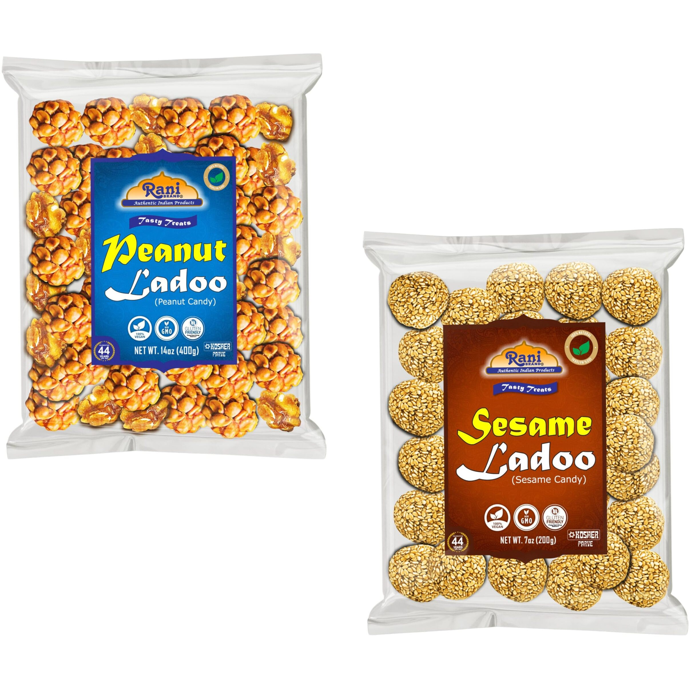 Rani Peanut & Sesame Ladoo (Round Brittle Candy) 7oz (200g) x Pack of 2 ~ All Natural, Vegan, Kosher, No colors, Gluten Friendly, Indian Origin