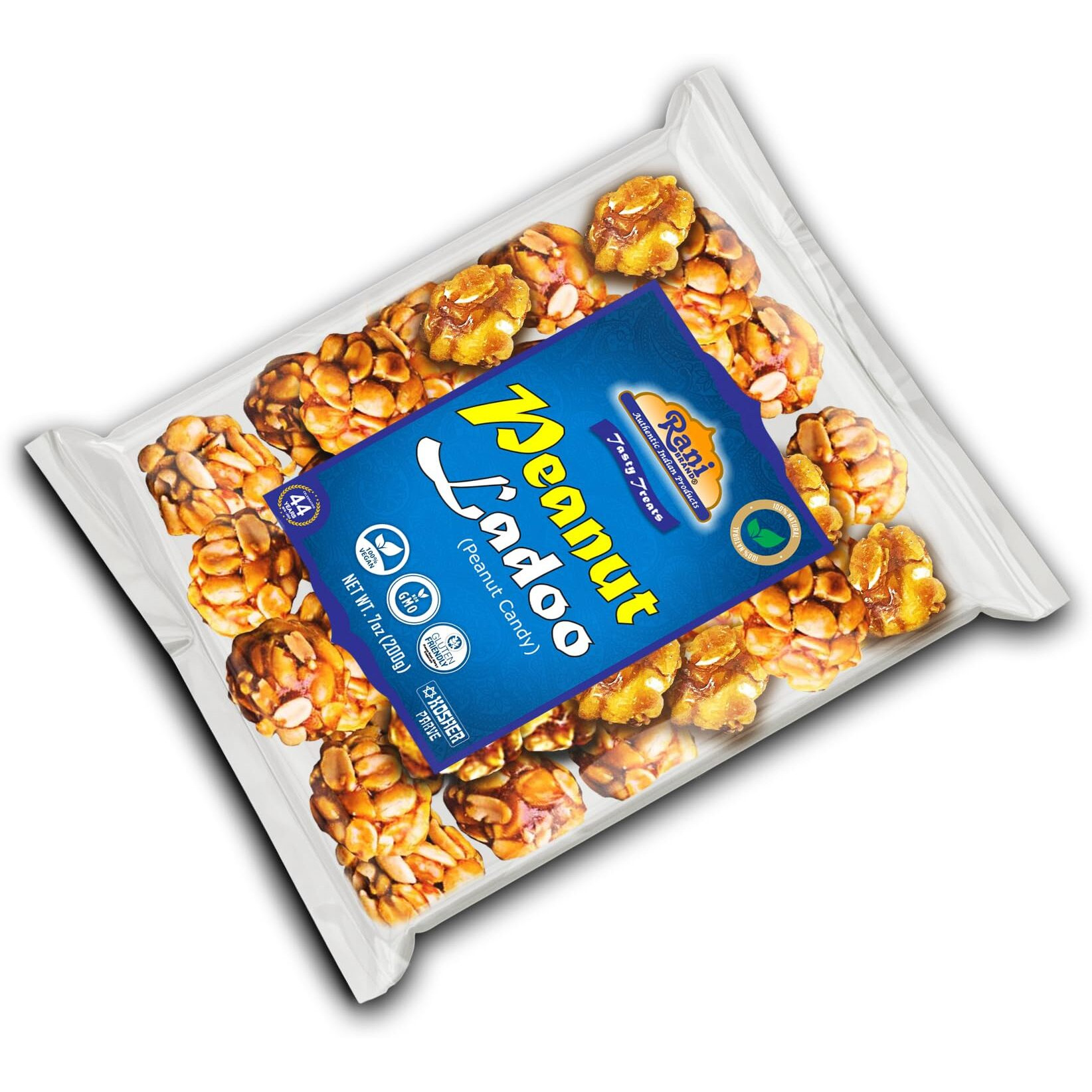 Rani Peanut Ladoo (Round Peanut Brittle Candy) 7oz (200g) x Pack of 4 ~ All Natural, Vegan, No colors, Gluten Friendly, Indian Origin