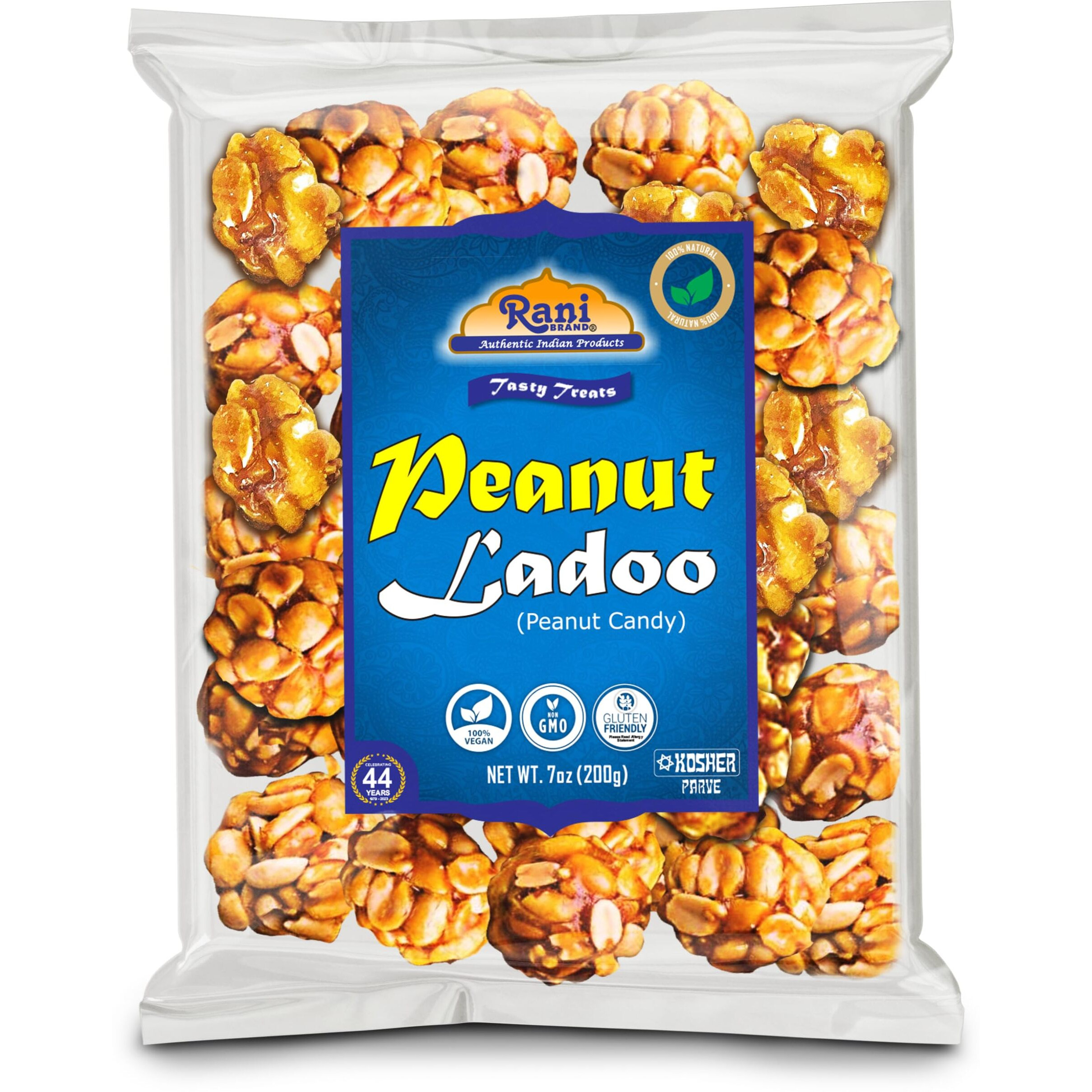 Rani Peanut Ladoo (Round Peanut Brittle Candy) 7oz (200g) x Pack of 4 ~ All Natural, Vegan, No colors, Gluten Friendly, Indian Origin