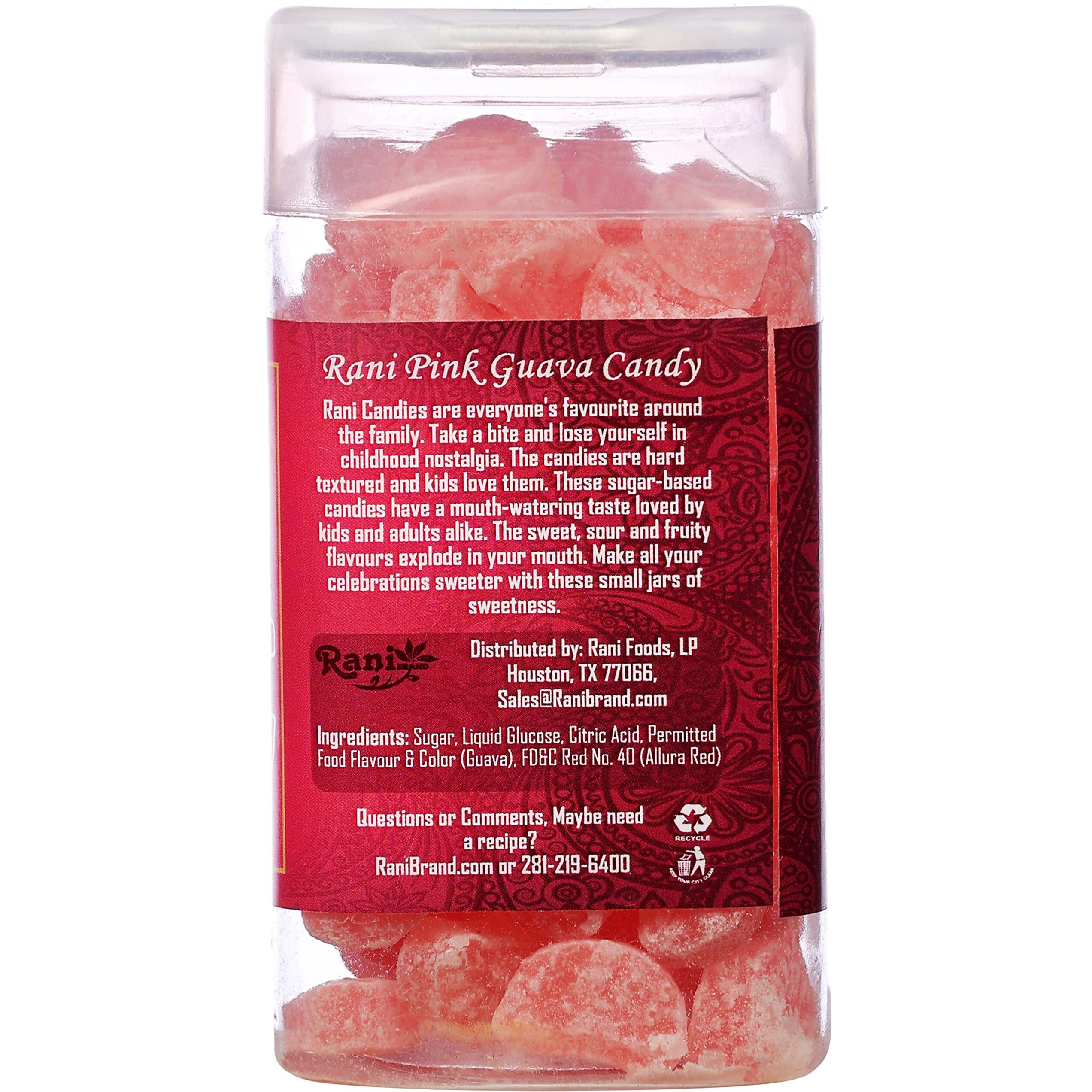 Rani Pink Guava Candy 5.25oz (150g) Vacuum Sealed, Easy Open Top, Resealable Container ~ Indian Tasty Treats, Vegan, Gluten Friendly, NON-GMO, Indian Origin
