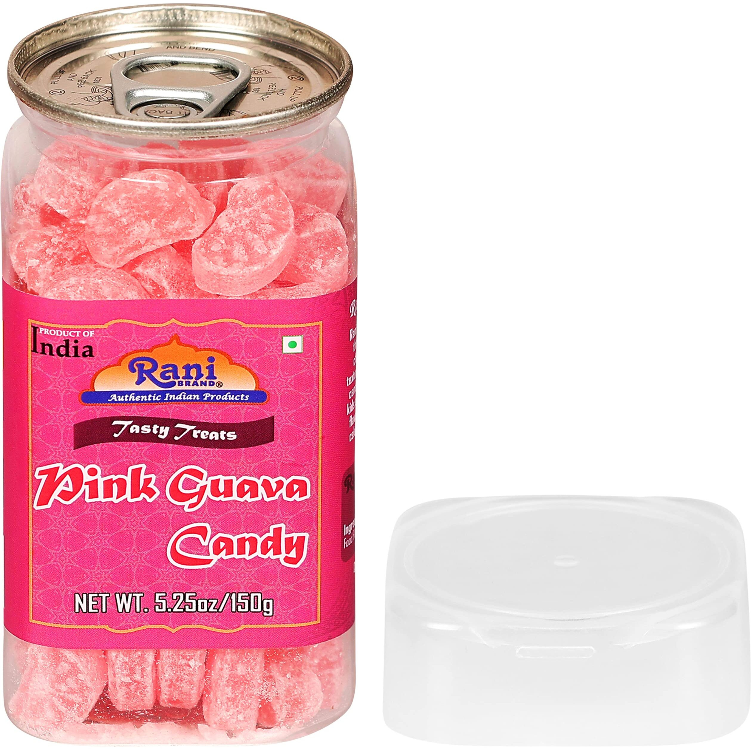 Rani Pink Guava Candy 5.25oz (150g) Vacuum Sealed, Easy Open Top, Resealable Container ~ Indian Tasty Treats, Vegan, Gluten Friendly, NON-GMO, Indian Origin