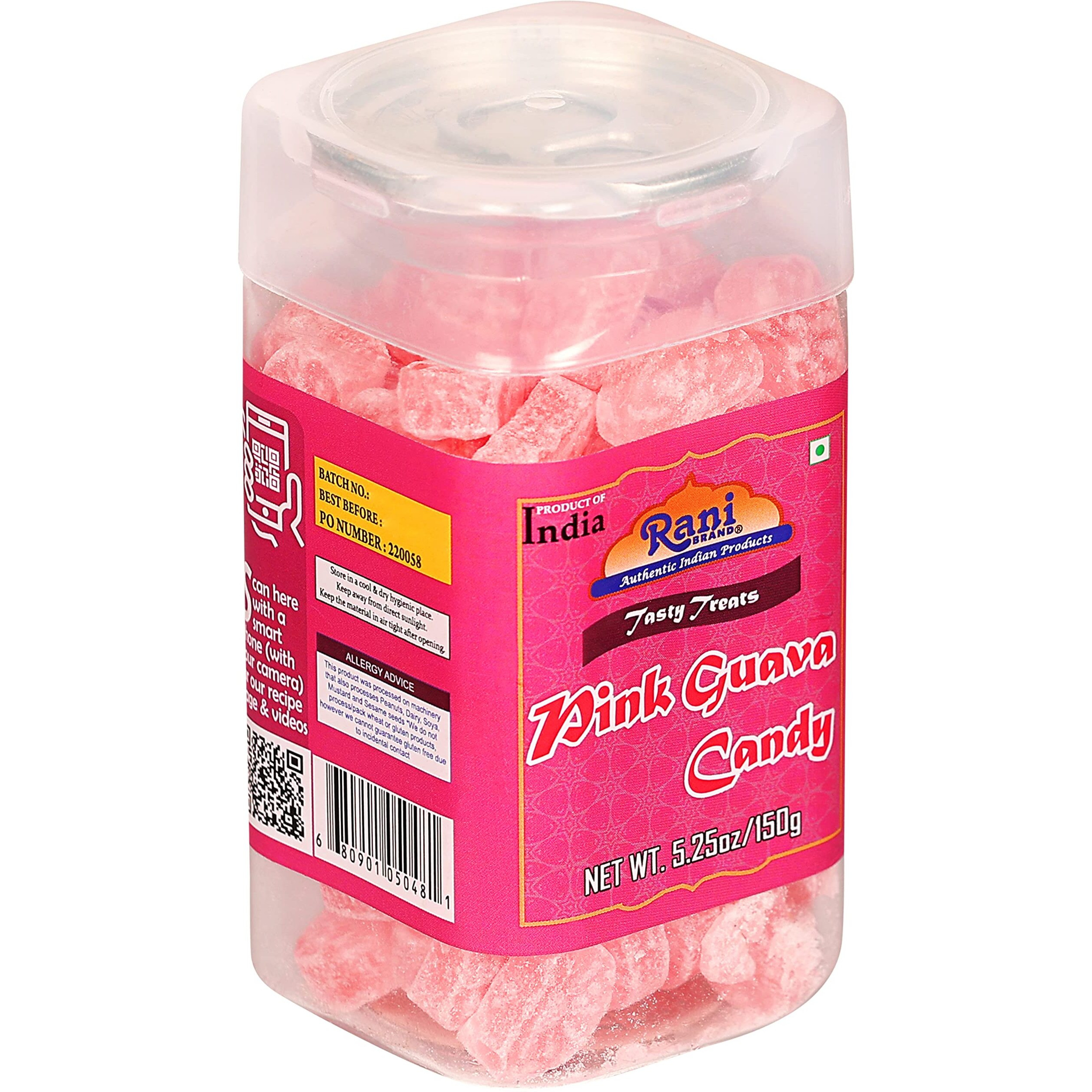 Rani Pink Guava Candy 5.25oz (150g) Vacuum Sealed, Easy Open Top, Resealable Container ~ Indian Tasty Treats, Vegan, Gluten Friendly, NON-GMO, Indian Origin