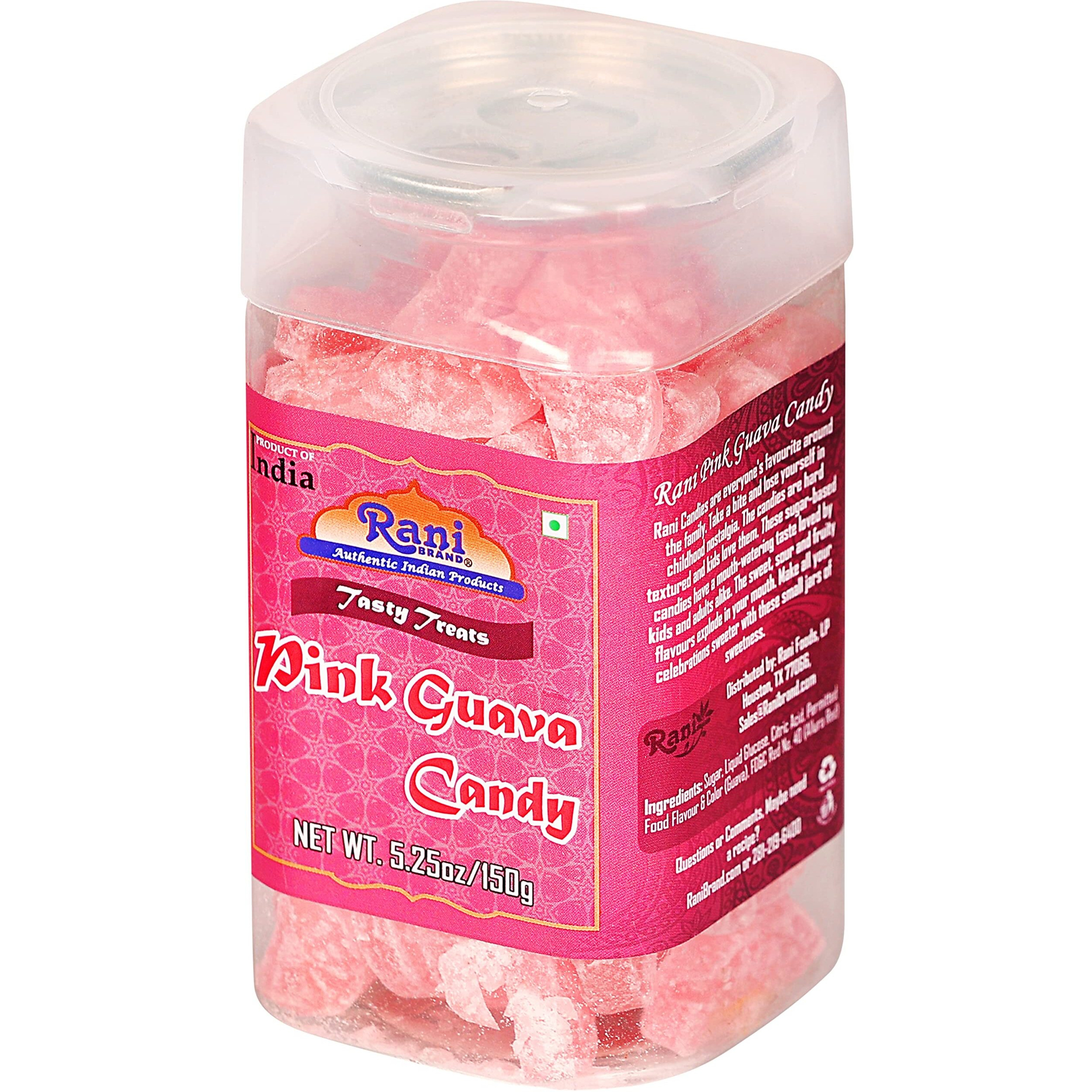 Rani Pink Guava Candy 5.25oz (150g) Vacuum Sealed, Easy Open Top, Resealable Container ~ Indian Tasty Treats, Vegan, Gluten Friendly, NON-GMO, Indian Origin