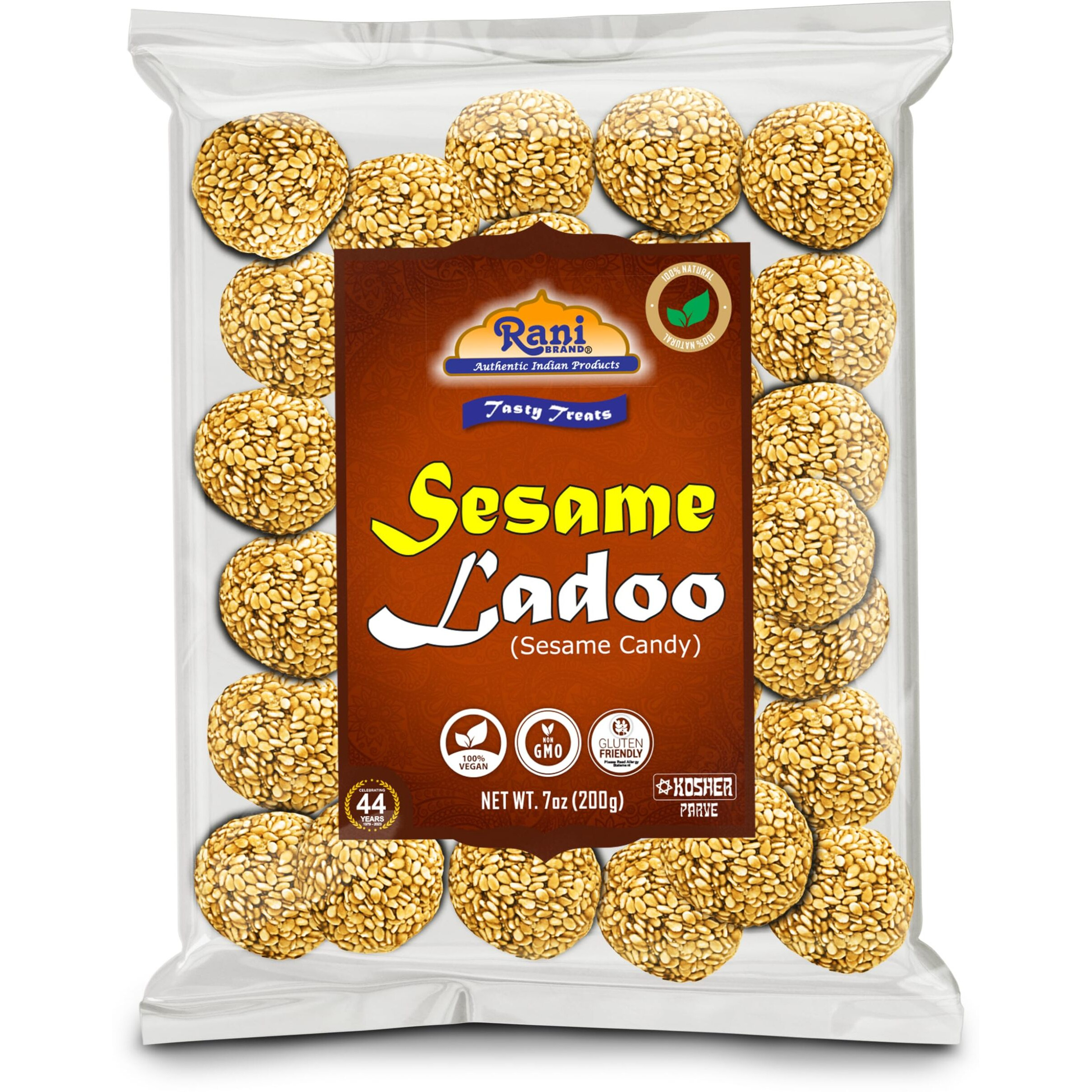 Rani Sesame Ladoo (Round Sesame Brittle Candy) 7oz (200g) x Pack of 20 ~ All Natural, Vegan, No colors, Gluten Friendly, Indian Origin