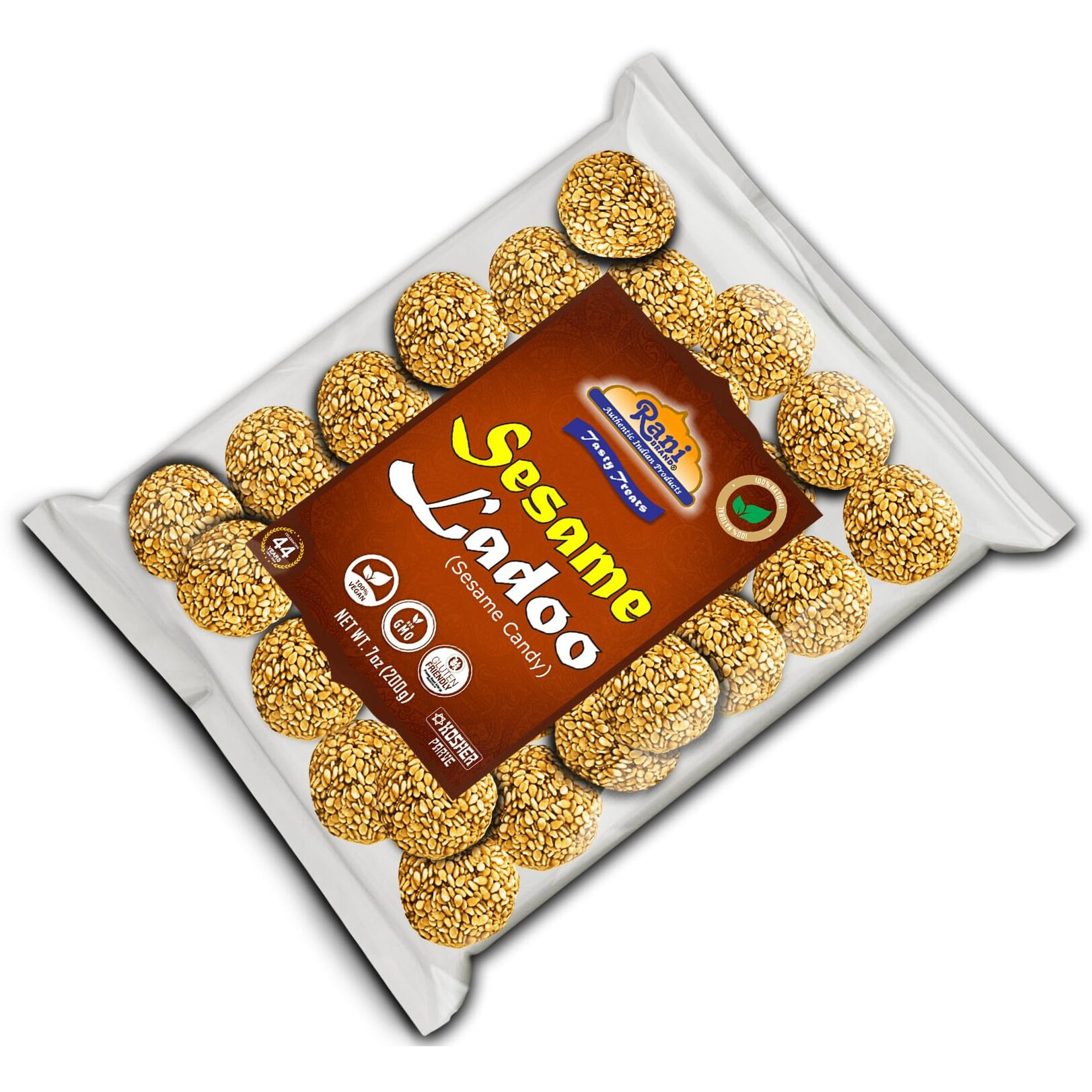 Rani Sesame Ladoo (Round Sesame Brittle Candy) 7oz (200g) x Pack of 4 ~ All Natural, Vegan, No colors, Gluten Friendly, Indian Origin