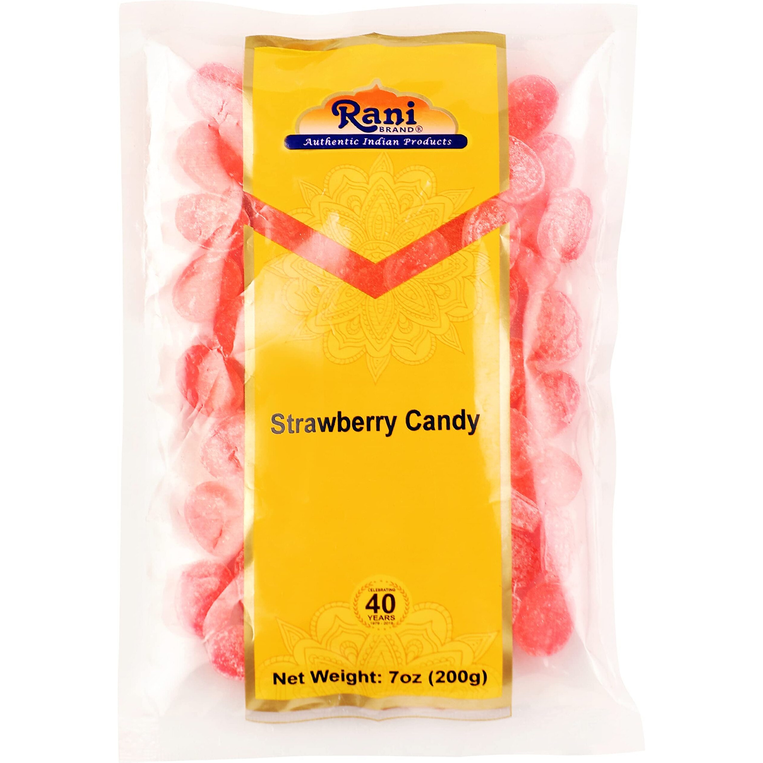 Rani Strawberry Candy 7oz (200g) ~ Indian Tasty Treats, Vegan, Gluten Friendly, NON-GMO, Indian Origin (Size 7oz (200g))