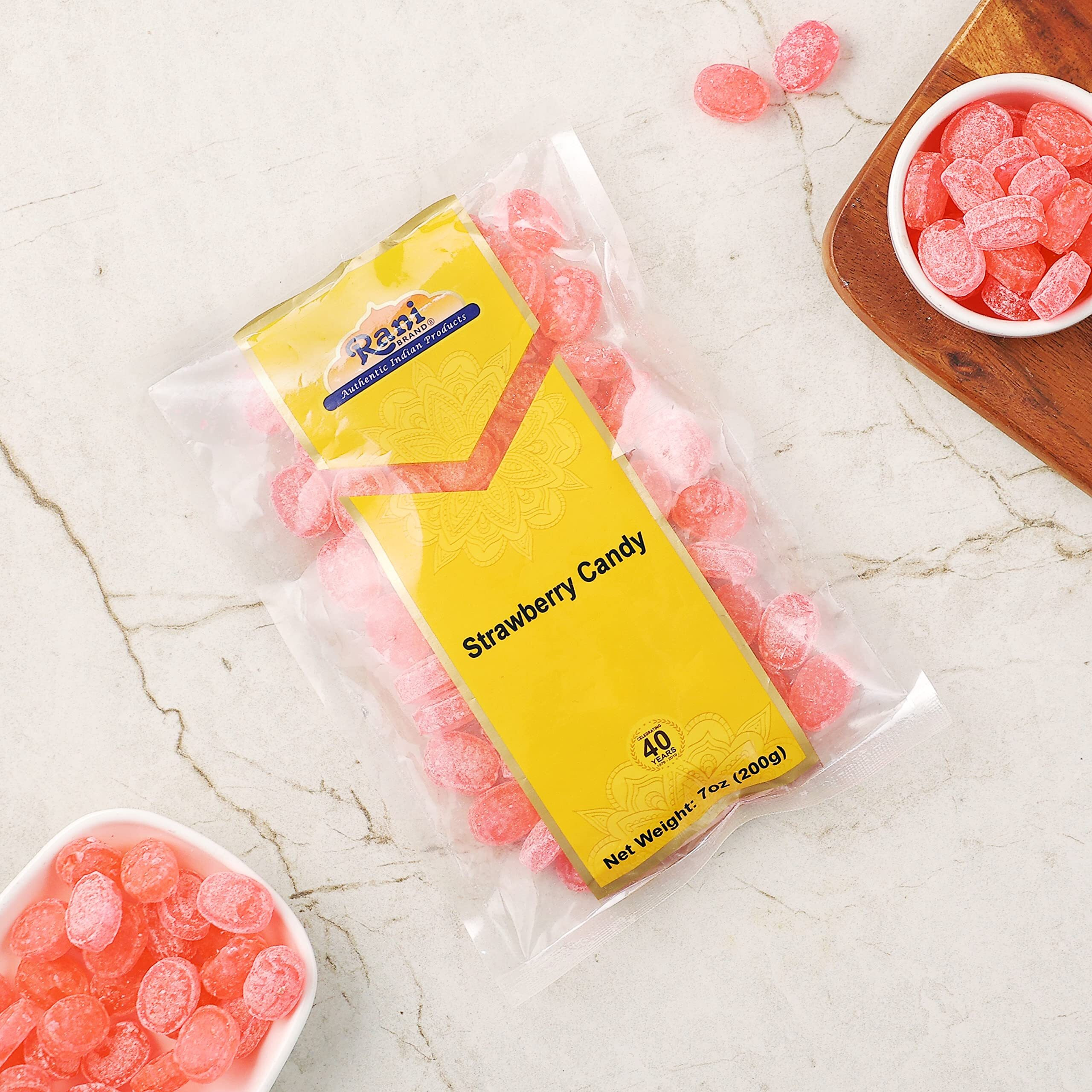 Rani Strawberry Candy 7oz (200g) ~ Indian Tasty Treats, Vegan, Gluten Friendly, NON-GMO, Indian Origin (Size 7oz (200g))