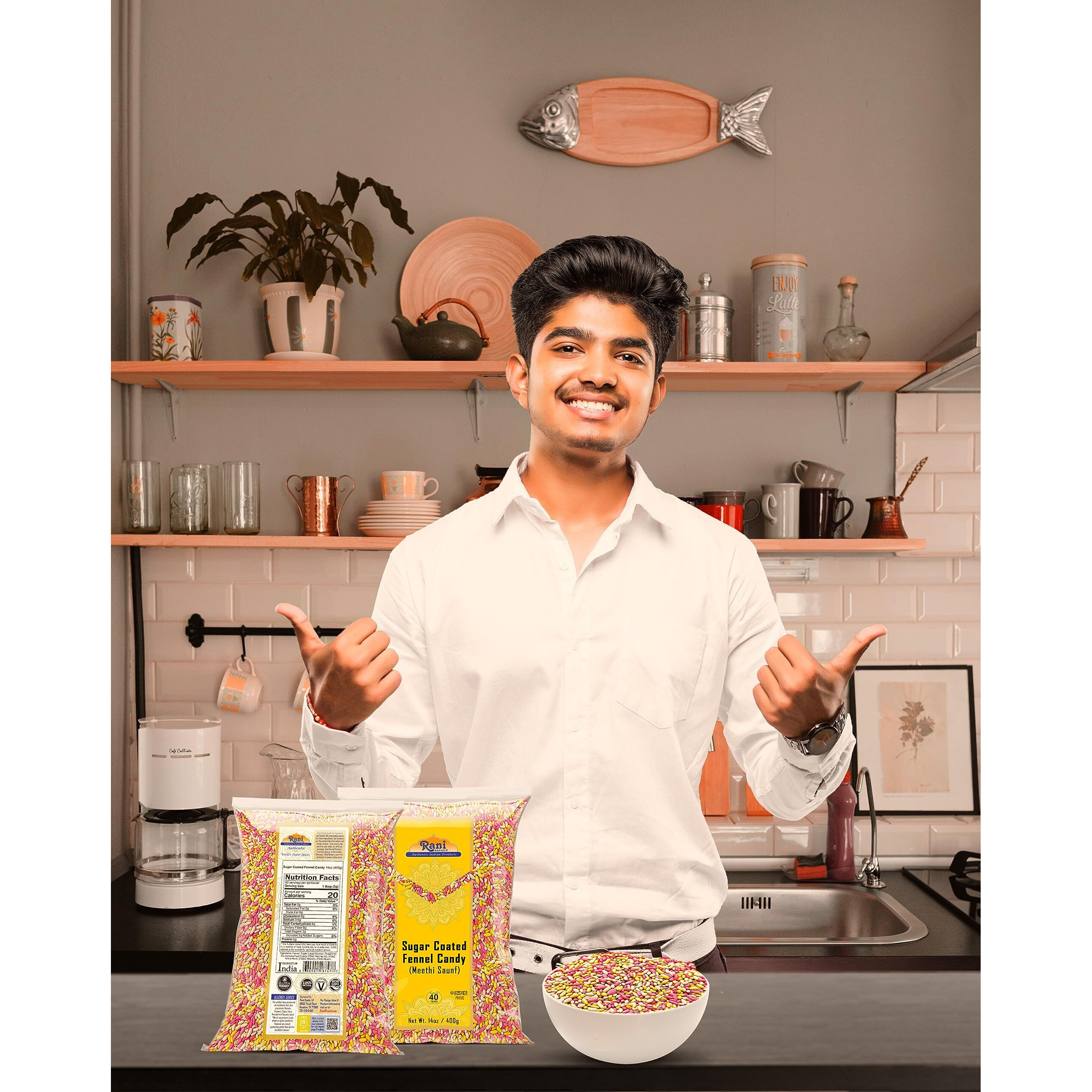 Rani Sugar Coated Fennel Candy 14oz (400g) - [Pack of 2 / 800g 28oz total] ~ Indian After Meal Digestive Treat, Vegan, Gluten Friendly, NON-GMO, Indian Origin (Size 14oz (400g))