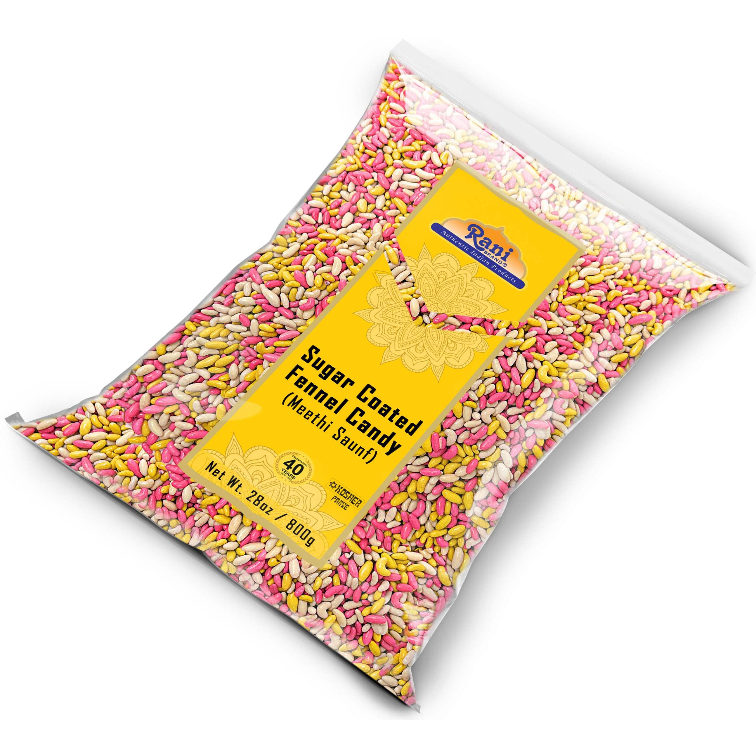 Rani Sugar Coated Fennel Candy 28oz (800g) ~ Indian After Meal Digestive Treat, Vegan, Gluten Friendly, NON-GMO, Kosher, Indian Origin (Size 28oz (800g))
