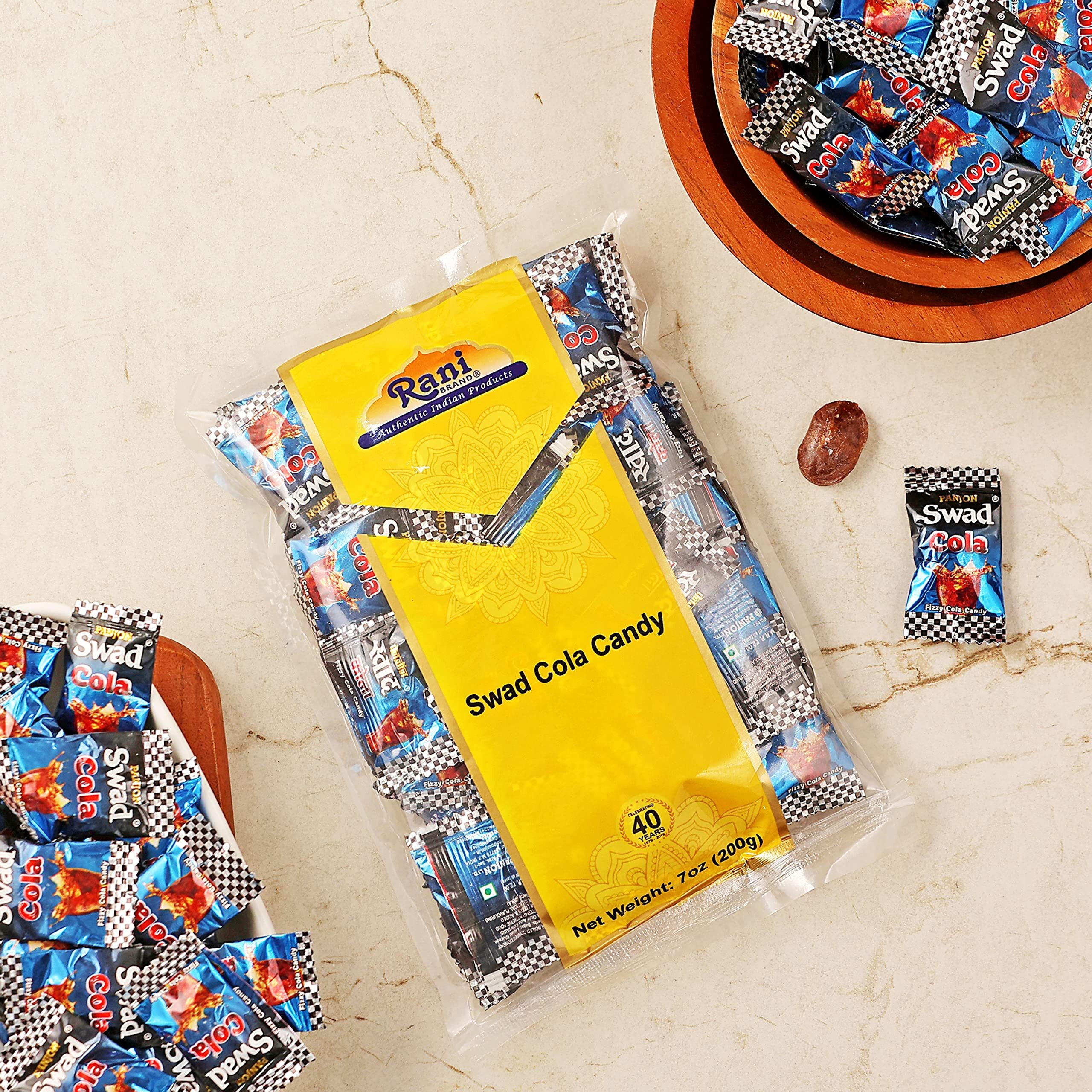 Rani Swad Cola Candy 7oz (200g) Individually Wrapped ~ Indian Tasty Treats, Vegan, Gluten Friendly, NON-GMO, Indian Origin (Size 7oz (200g))