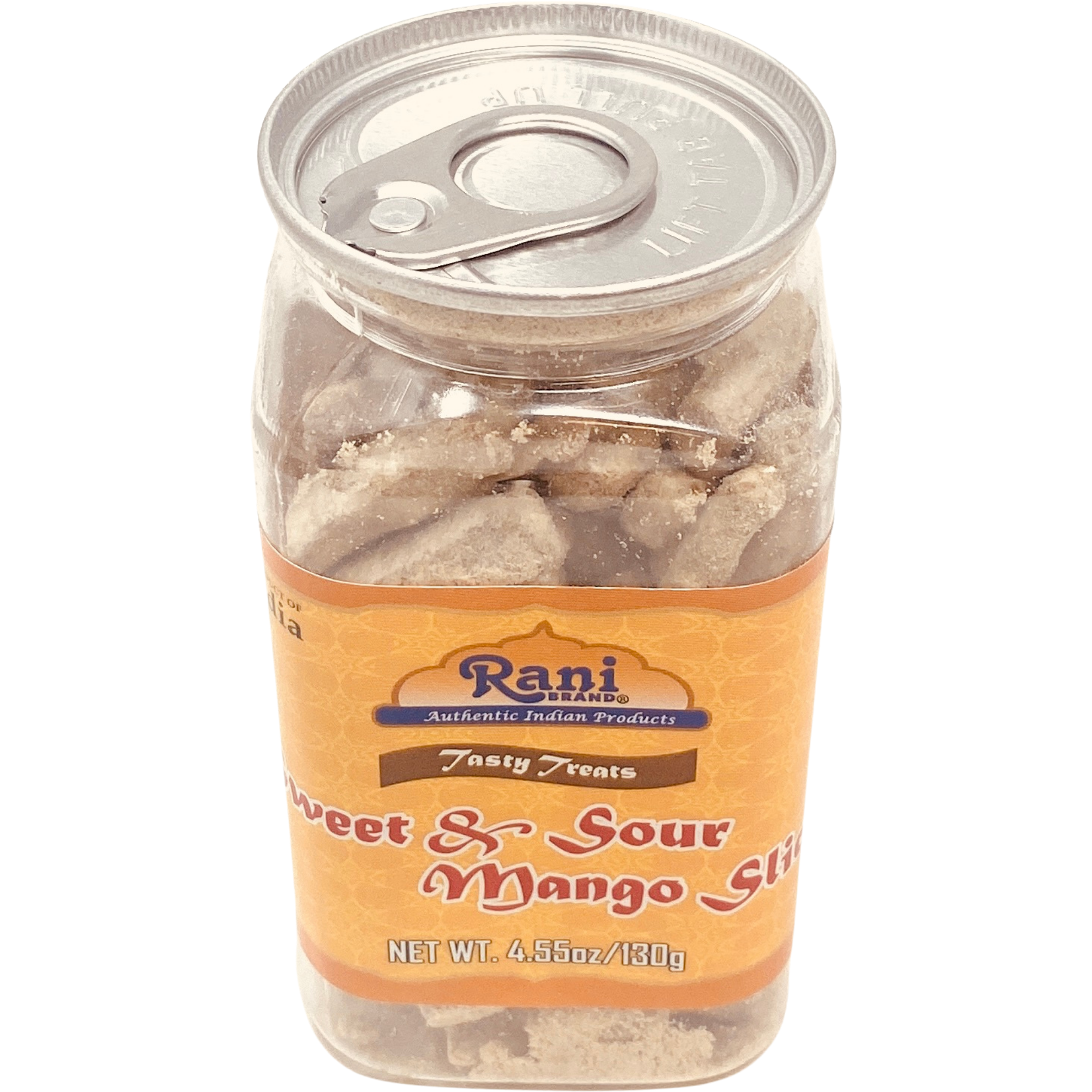 Rani Sweet & Sour Mango Slice Candy 4.55oz (130g) Vacuum Sealed, Easy Open Top, Resealable Container ~ Indian Tasty Treats, Vegan, Gluten Friendly, NON-GMO, Indian Origin (Size 4.55oz (130g))