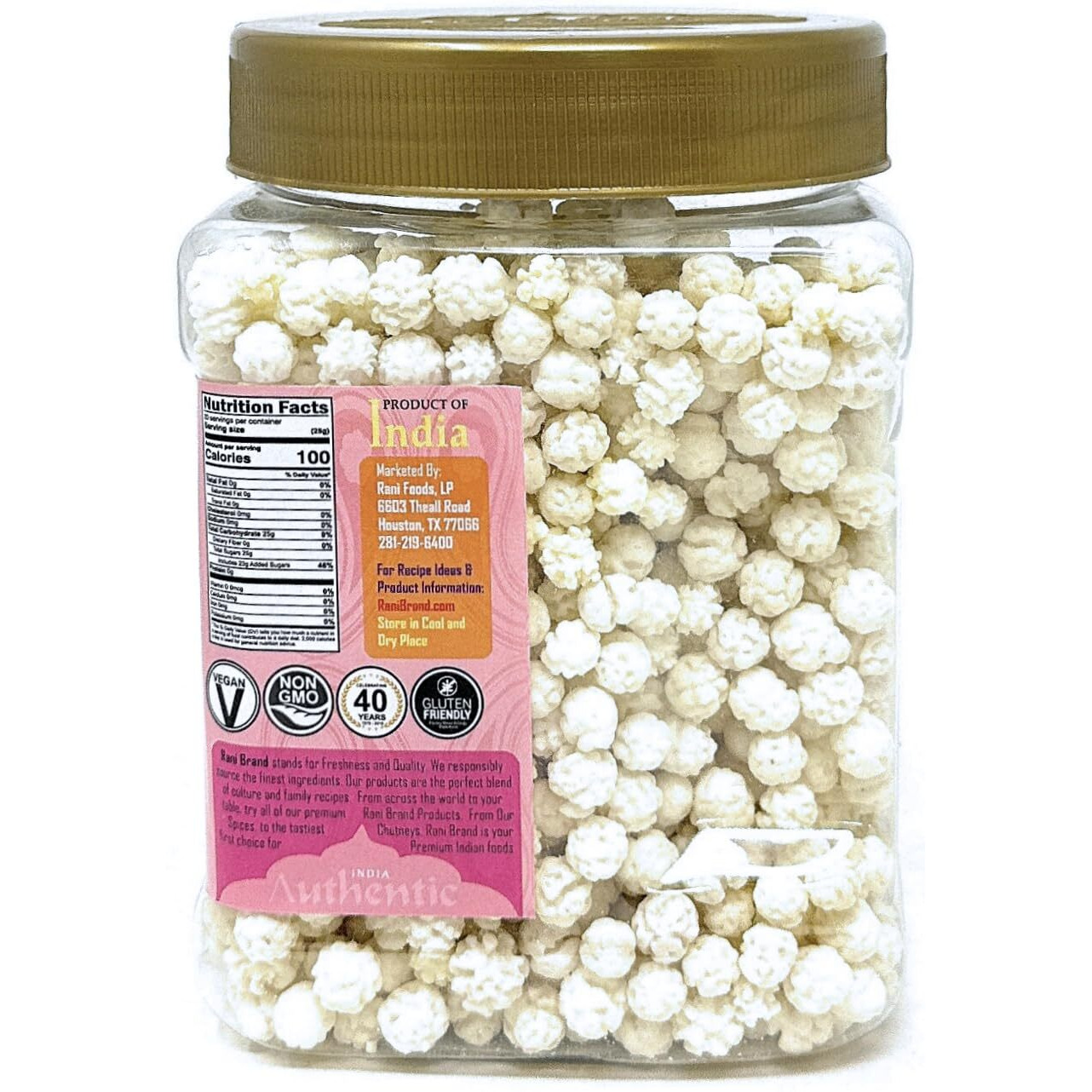 Rani Sweet Makhana (Sugar Candy) 17.5oz (1.1lbs) 500g PET Jar ~ All Natural, Vegan, No Preservatives, Gluten Friendly, Indian Origin, Ready to Eat (Size 17.5oz (1.1lbs) 500g)
