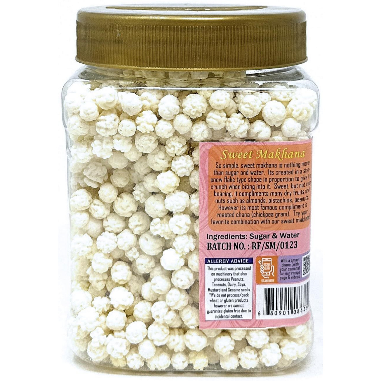 Rani Sweet Makhana (Sugar Candy) 17.5oz (1.1lbs) 500g PET Jar ~ All Natural, Vegan, No Preservatives, Gluten Friendly, Indian Origin, Ready to Eat (Size 17.5oz (1.1lbs) 500g)