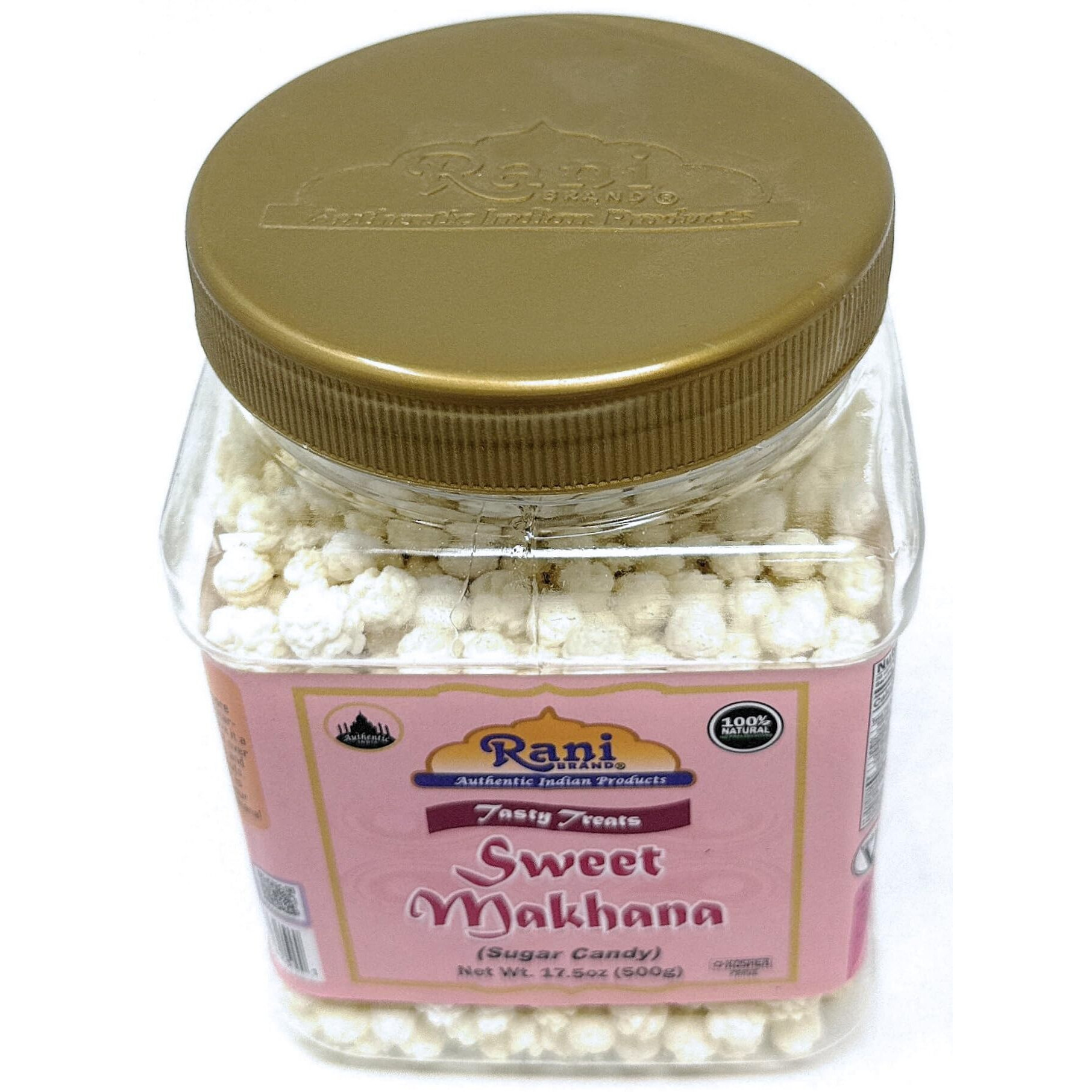 Rani Sweet Makhana (Sugar Candy) 17.5oz (1.1lbs) 500g PET Jar ~ All Natural, Vegan, No Preservatives, Gluten Friendly, Indian Origin, Ready to Eat (Size 17.5oz (1.1lbs) 500g)