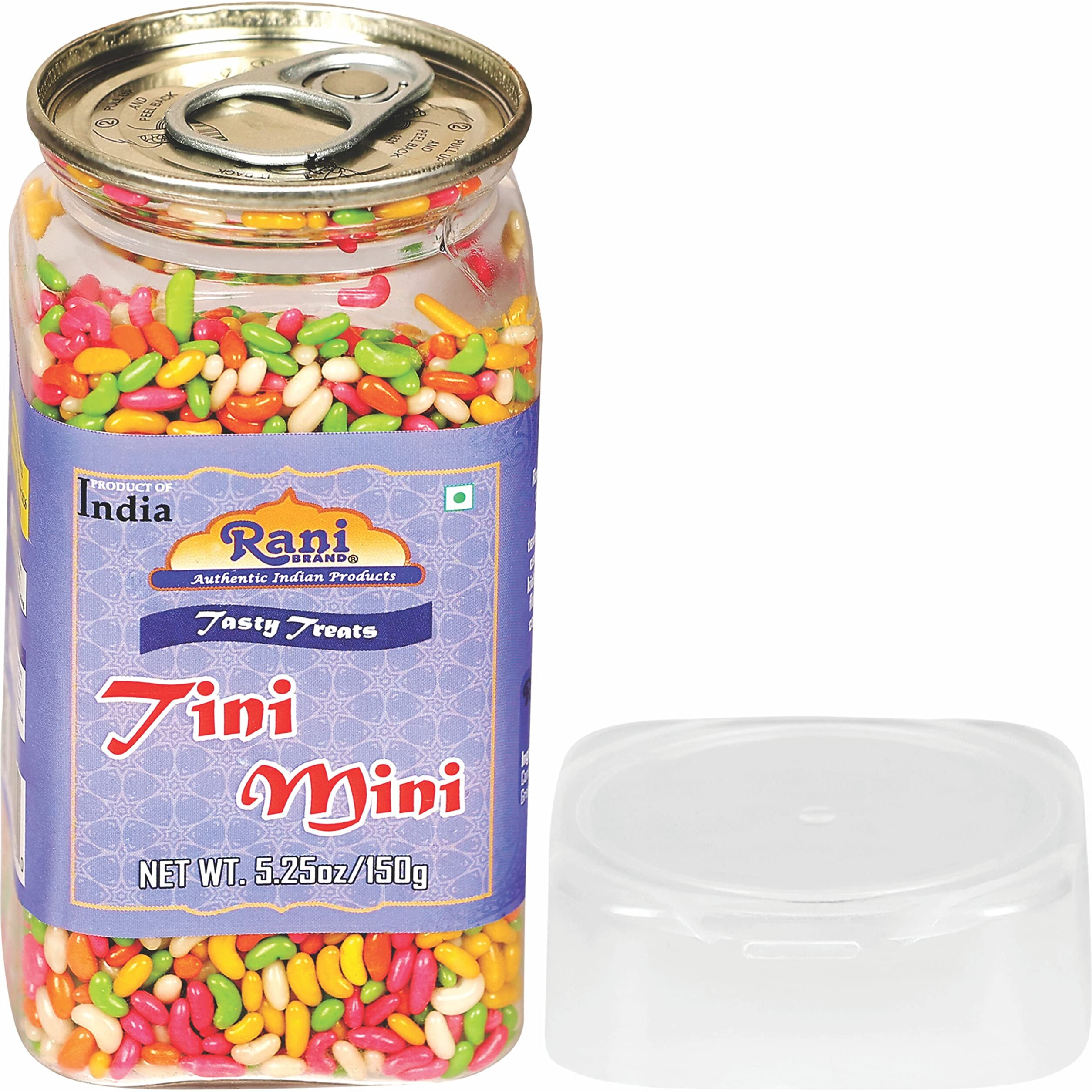 Rani Tini Mini 5.25oz (150g) Vacuum Sealed, Easy Open Top, Resealable Container ~ Indian Tasty Treats, Vegan, Gluten Friendly, NON-GMO, Indian Origin (Size 5.25oz (150g))