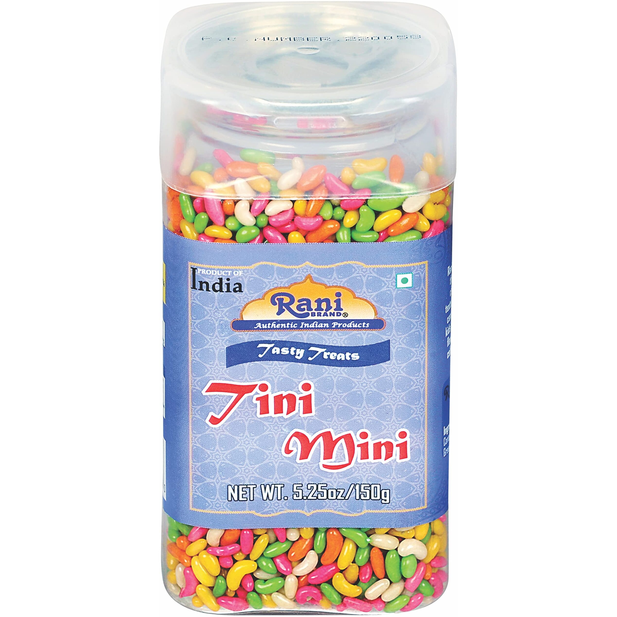 Rani Tini Mini 5.25oz (150g) Vacuum Sealed, Easy Open Top, Resealable Container ~ Indian Tasty Treats, Vegan, Gluten Friendly, NON-GMO, Indian Origin (Size 5.25oz (150g))