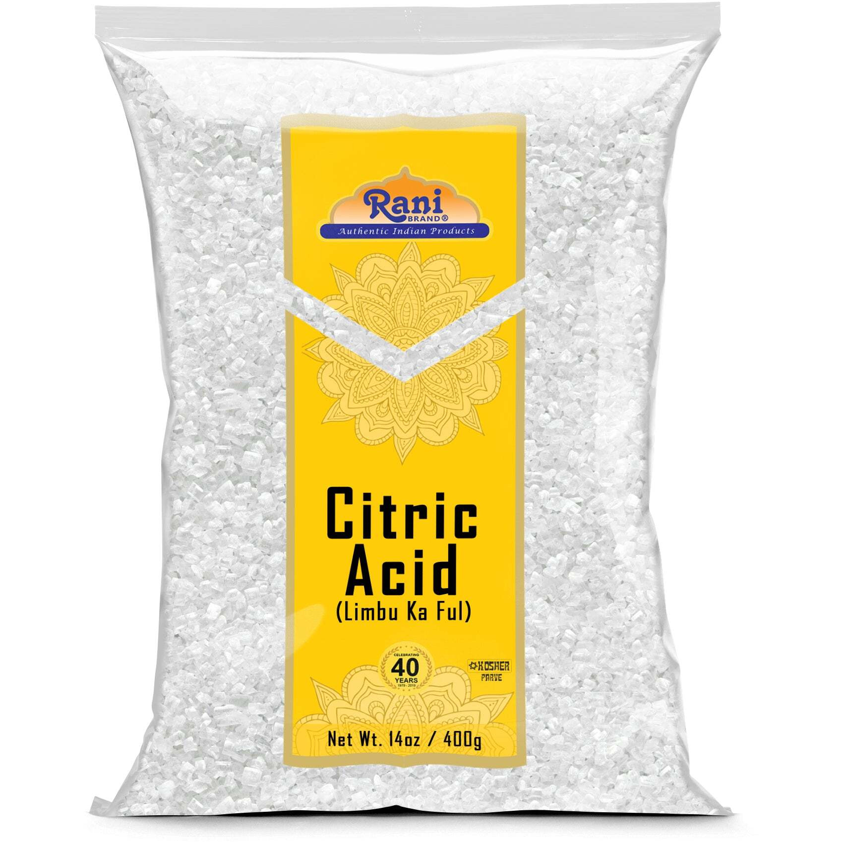 Rani Citric Acid Powder, Food Grade (Limbu Ka Ful) 14oz (400g) ~ Used for Cooking, Bath Bombs, Cleaning, Gluten Friendly, Indian Origin