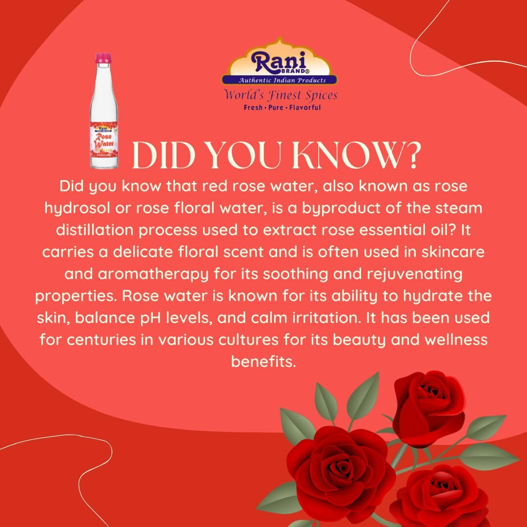 Rani Red Rose Water (Floral Essence of Rose) 8.5 fl oz (250ml) Glass Jar ~ All Natural, Vegan, Gluten Free, NON-GMO, Kosher, Indian Origin