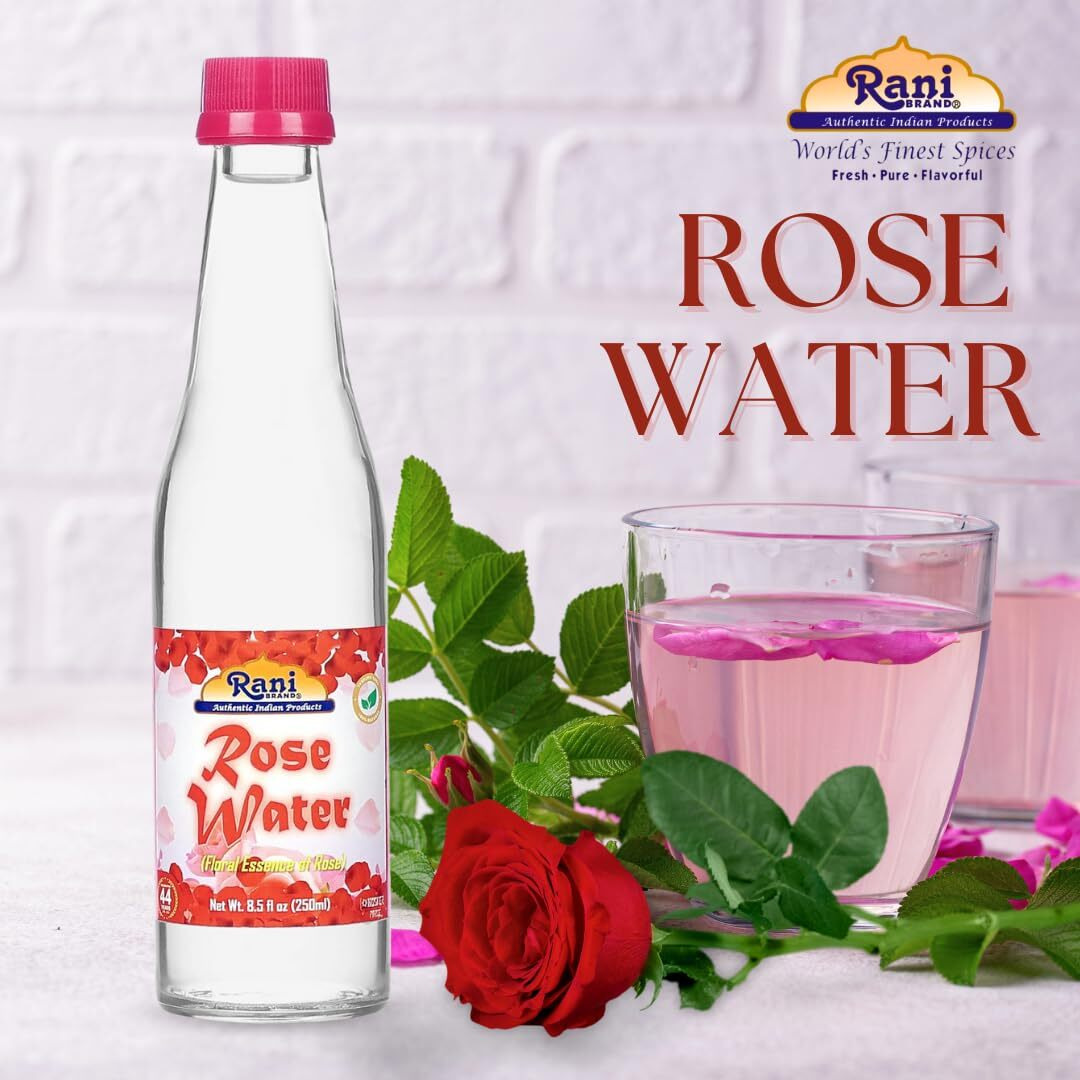 Rani Red Rose Water (Floral Essence of Rose) 8.5 fl oz (250ml) Glass Jar ~ All Natural, Vegan, Gluten Free, NON-GMO, Kosher, Indian Origin