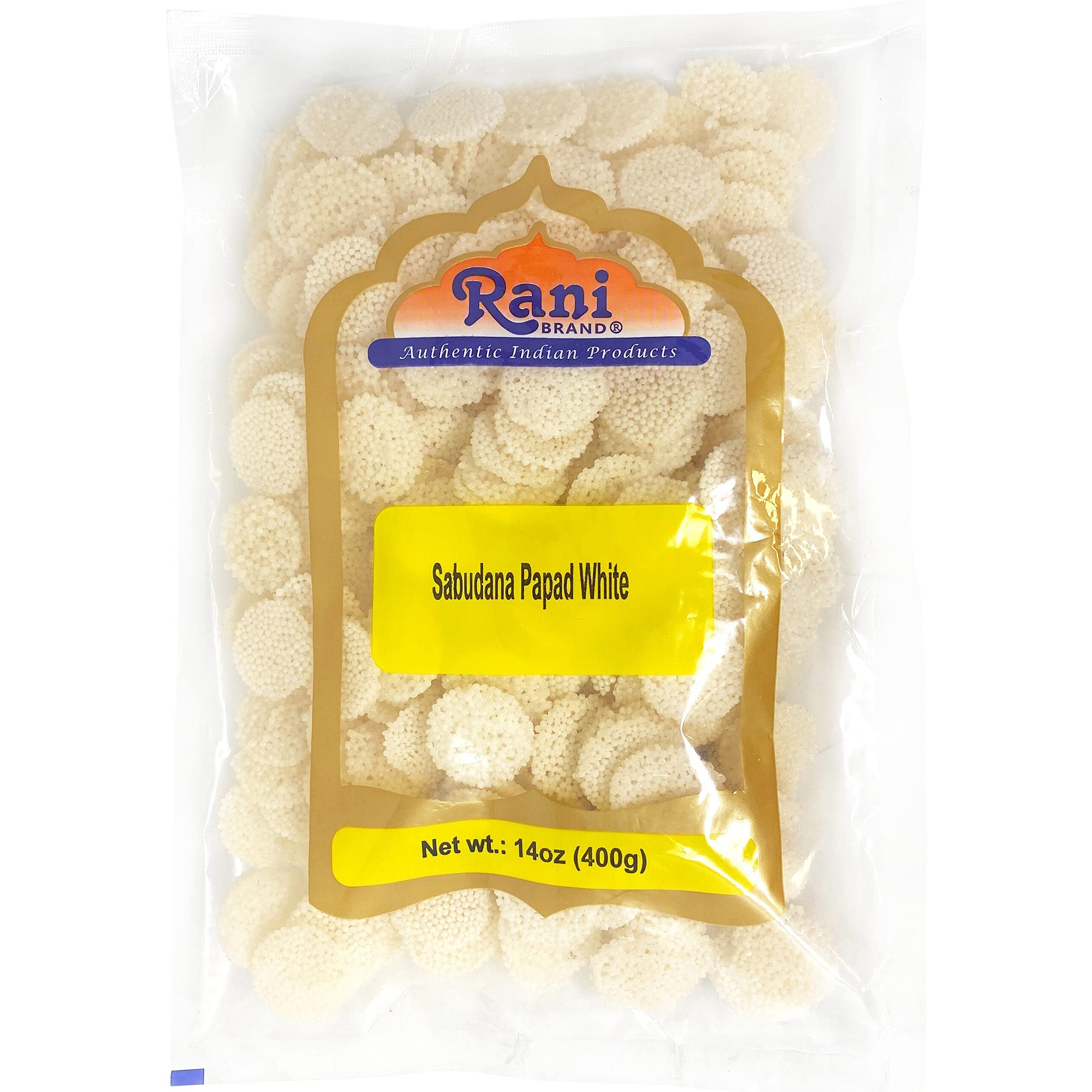 Rani Sabudana (Sago) Papad White 14oz (400g) ~ All Natural, No Preservatives, Vegan, Gluten Friendly, NON-GMO, Kosher, Indian Origin