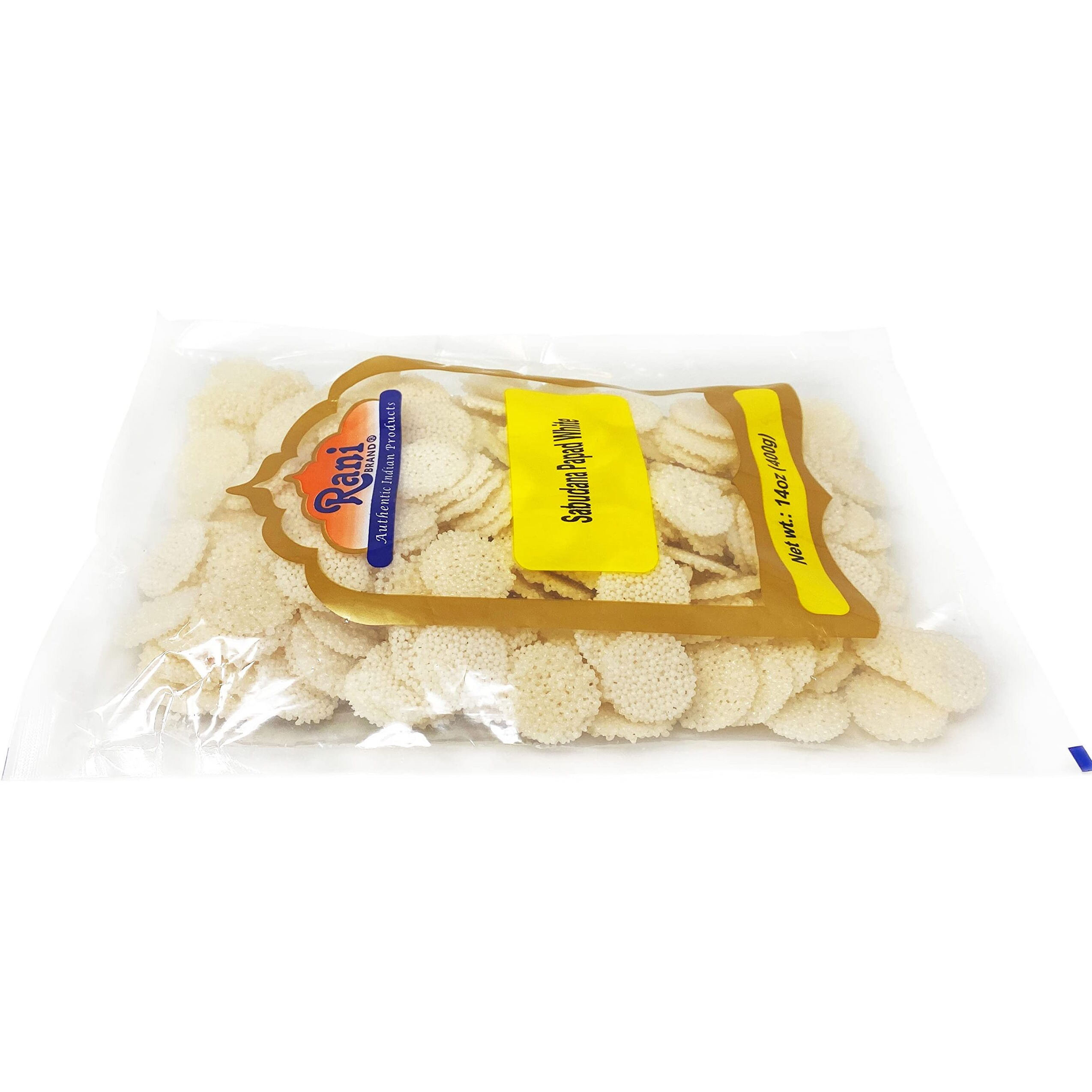 Rani Sabudana (Sago) Papad White 14oz (400g) ~ All Natural, No Preservatives, Vegan, Gluten Friendly, NON-GMO, Kosher, Indian Origin