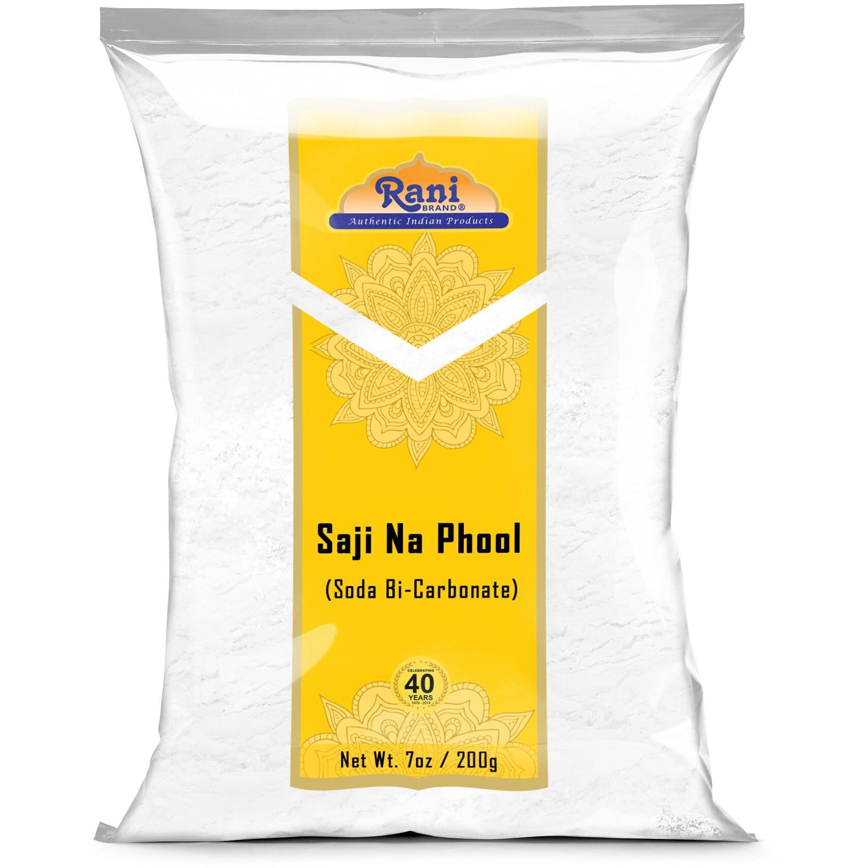 Rani Saji Na Phool (Soda Bi-Carbonate) 7oz (200g) ~ Used for cooking, NON-GMO, Kosher, Indian Origin, Gluten Friendly