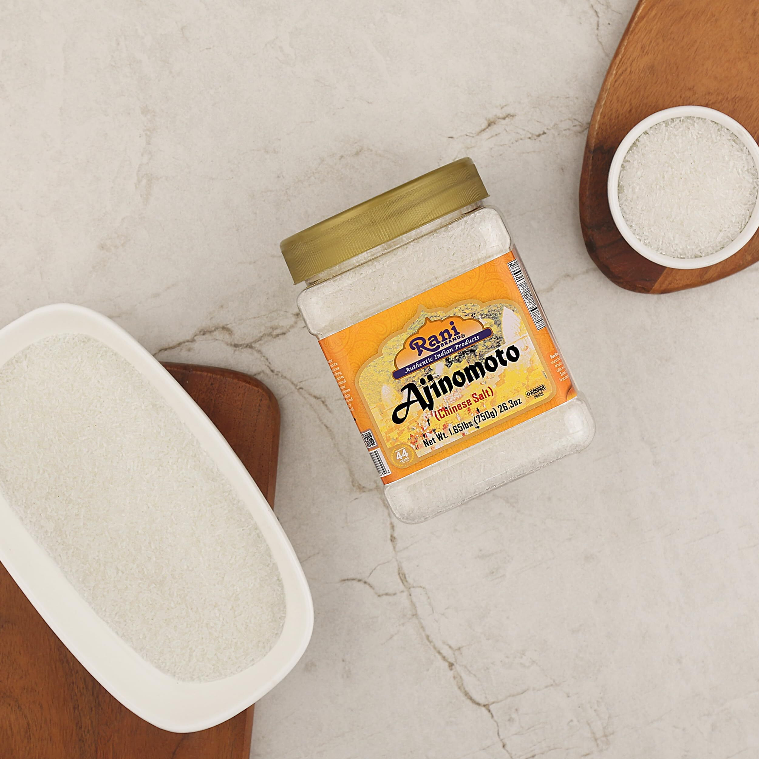 Rani Ajinomoto (Chinese Salt) 26.3oz (1.65lbs) 750g PET Jar ~ Umami Seasoning, Perfect for stir-frying, roasting, soups, salads & dressings, Gluten Friendly, Vegan, NON-GMO, Kosher, Indian Origin