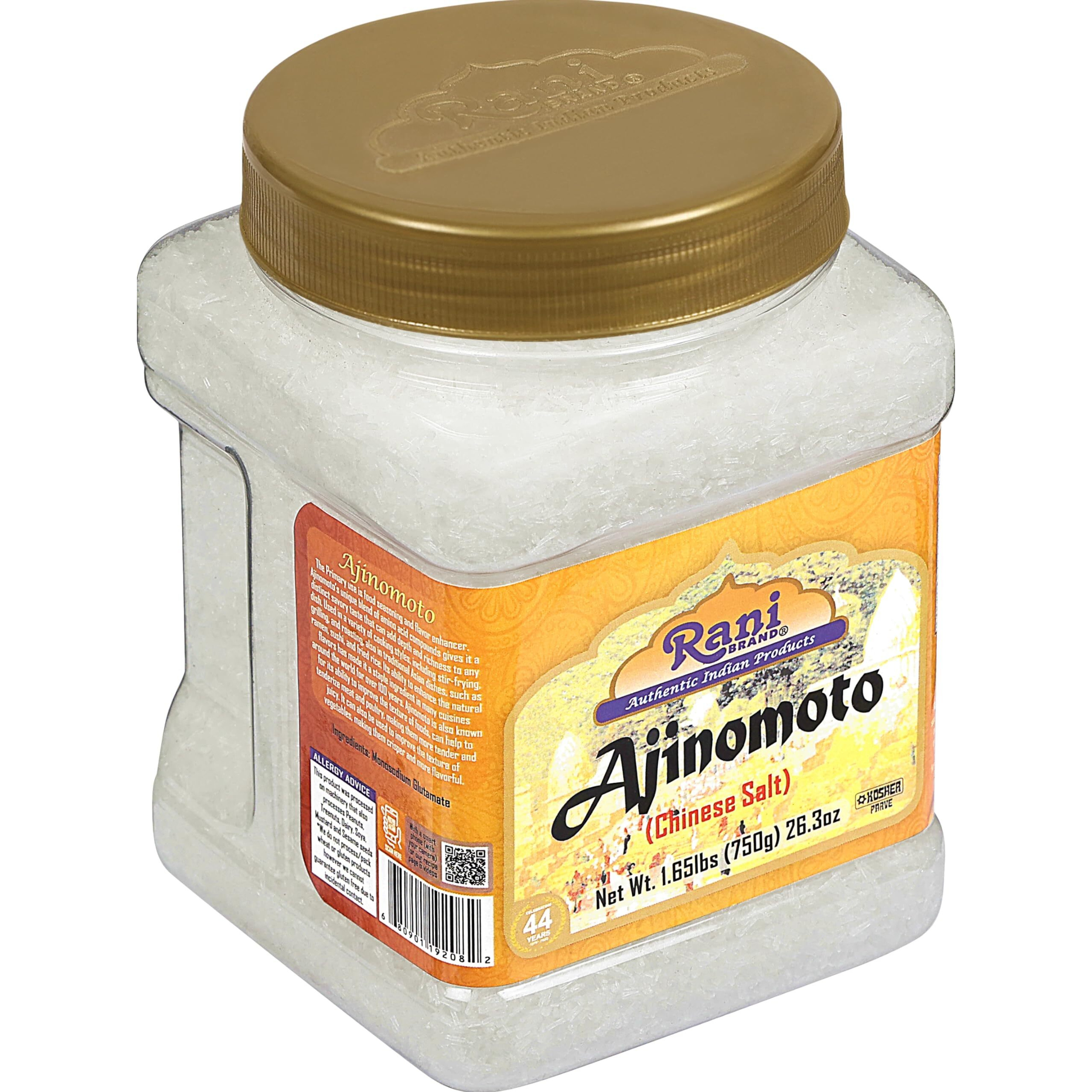 Rani Ajinomoto (Chinese Salt) 26.3oz (1.65lbs) 750g PET Jar ~ Umami Seasoning, Perfect for stir-frying, roasting, soups, salads & dressings, Gluten Friendly, Vegan, NON-GMO, Kosher, Indian Origin
