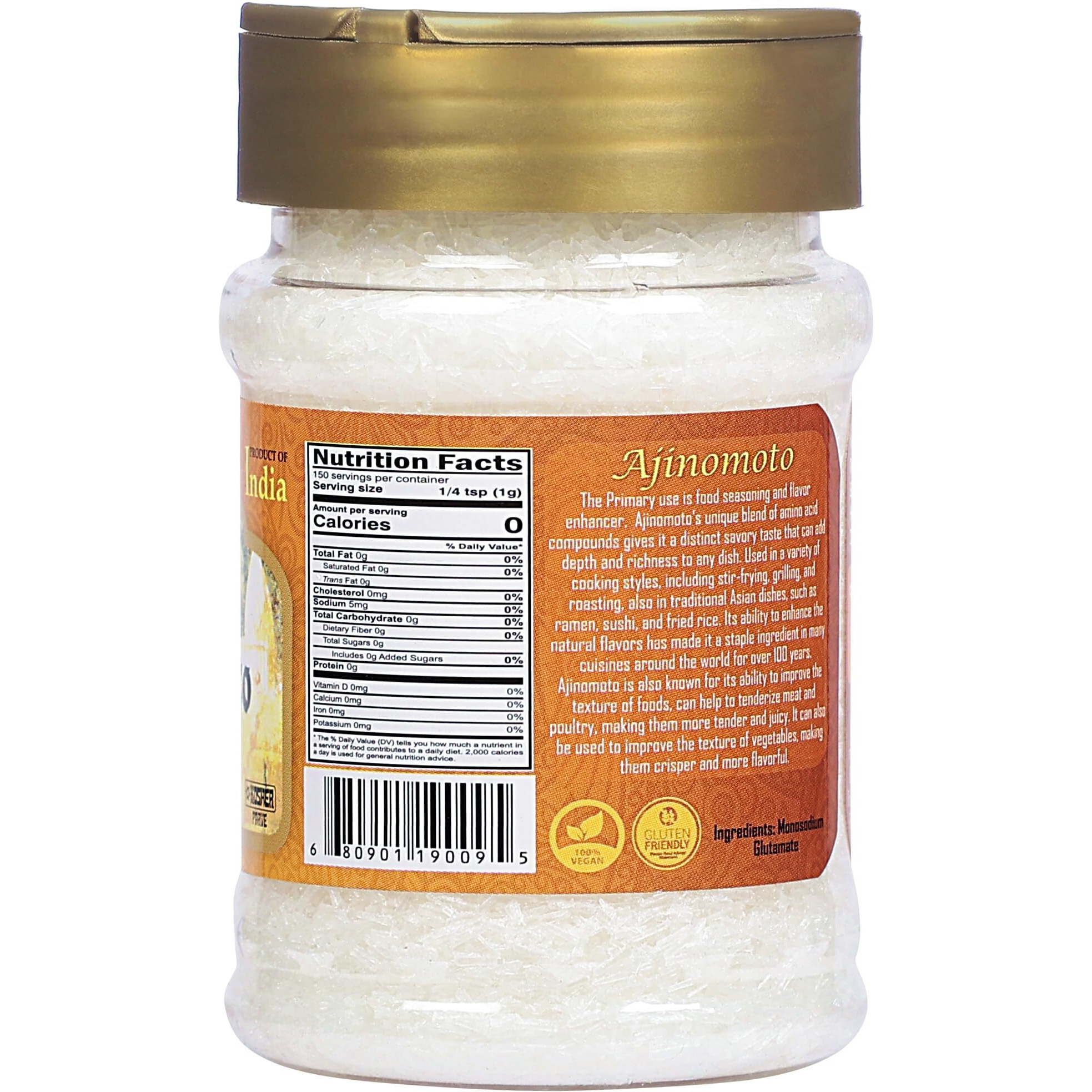 Rani Ajinomoto (Chinese Salt) 5.29 (150g) PET Jar ~ Umami Seasoning, Perfect for stir-frying, roasting, soups, salads & dressings, Gluten Friendly, Vegan, NON-GMO, Kosher, Indian Origin