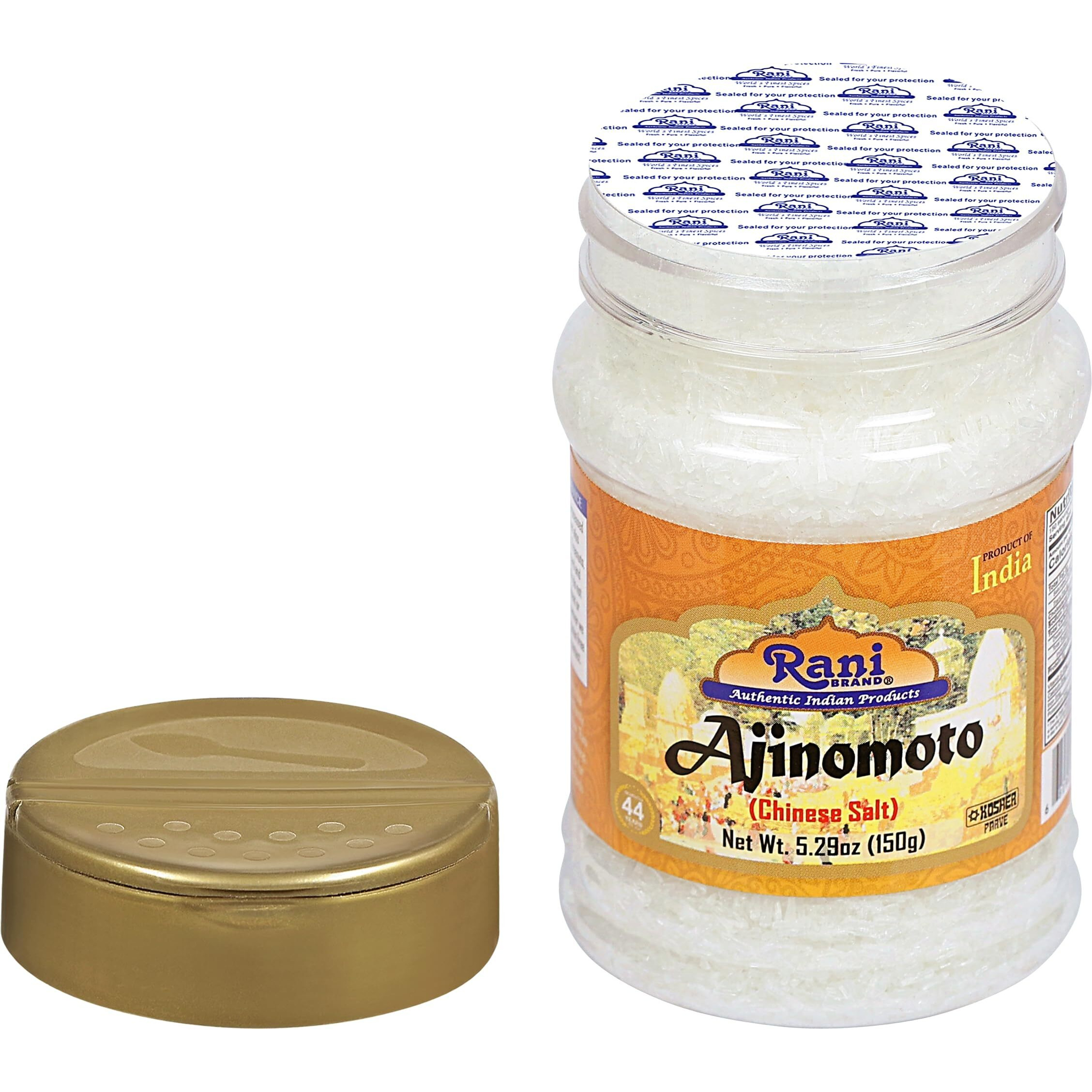 Rani Ajinomoto (Chinese Salt) 5.29 (150g) PET Jar ~ Umami Seasoning, Perfect for stir-frying, roasting, soups, salads & dressings, Gluten Friendly, Vegan, NON-GMO, Kosher, Indian Origin