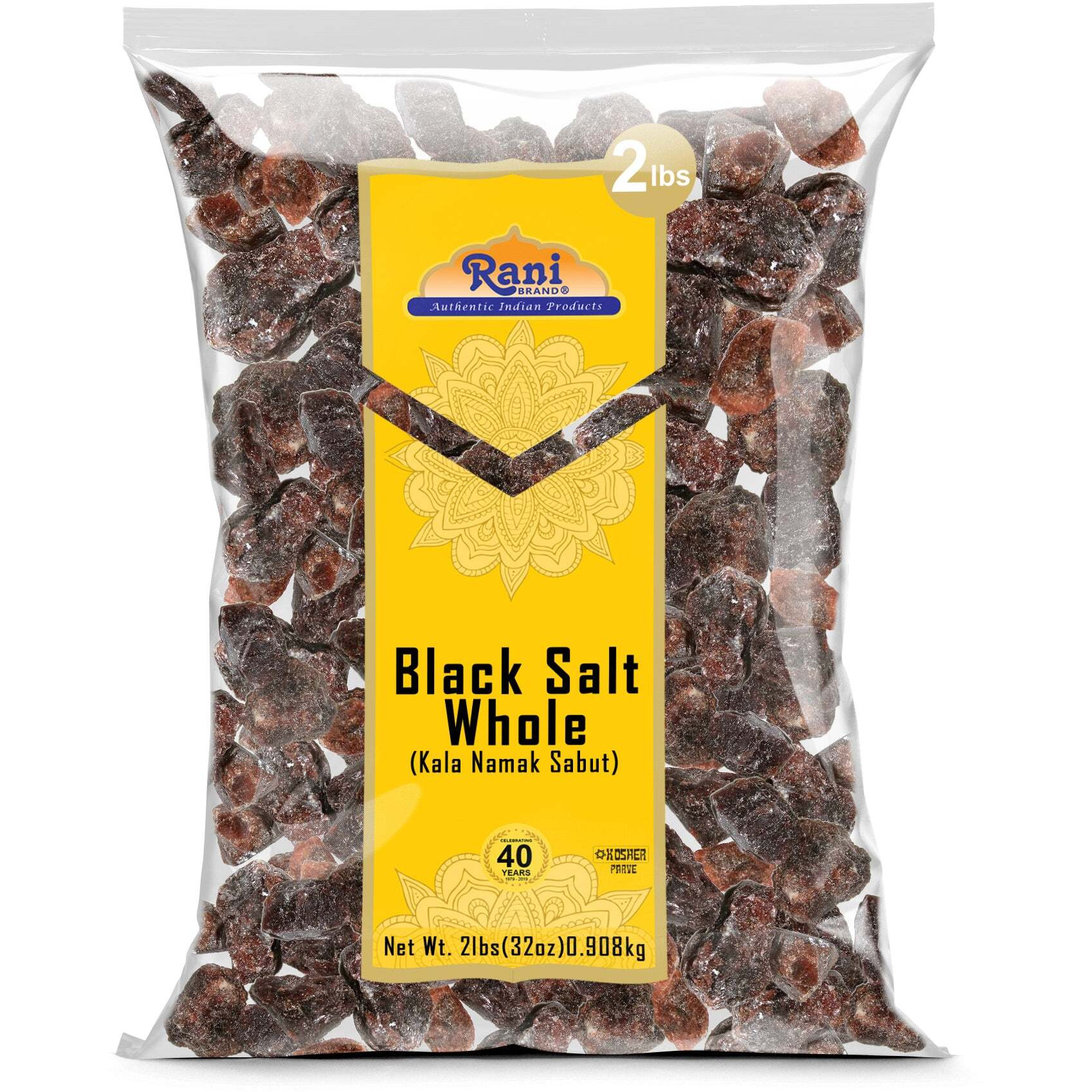 Rani Black Salt Raw Whole (Kala Namak) Mineral 32oz (2lbs) 908g ~ Unrefined, Pure and Natural, Vegan, Gluten Friendly, NON-GMO, Kosher, Indian Origin, Perfect for Tofu Scramble